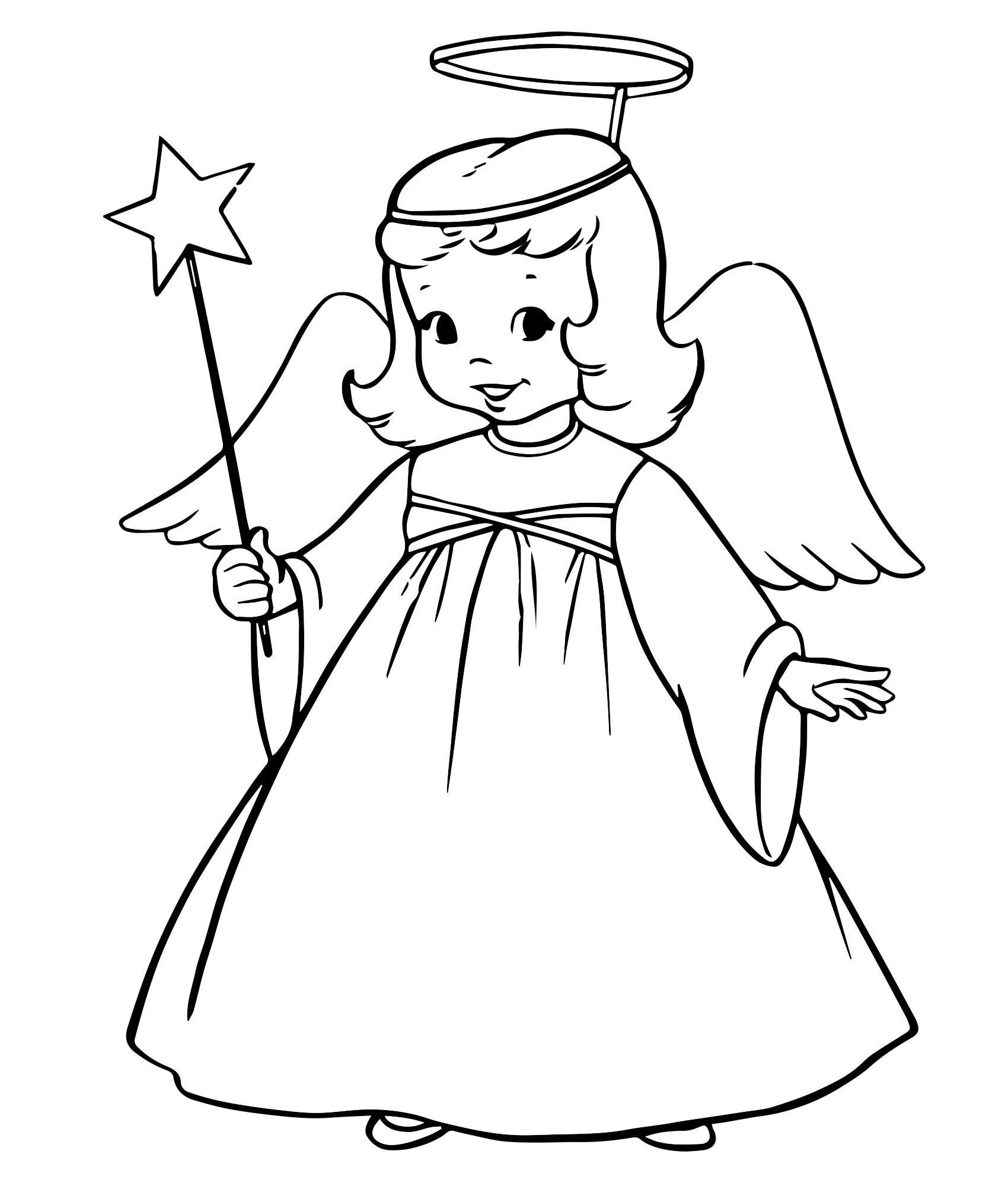Девочка Ангел раскраска для детей