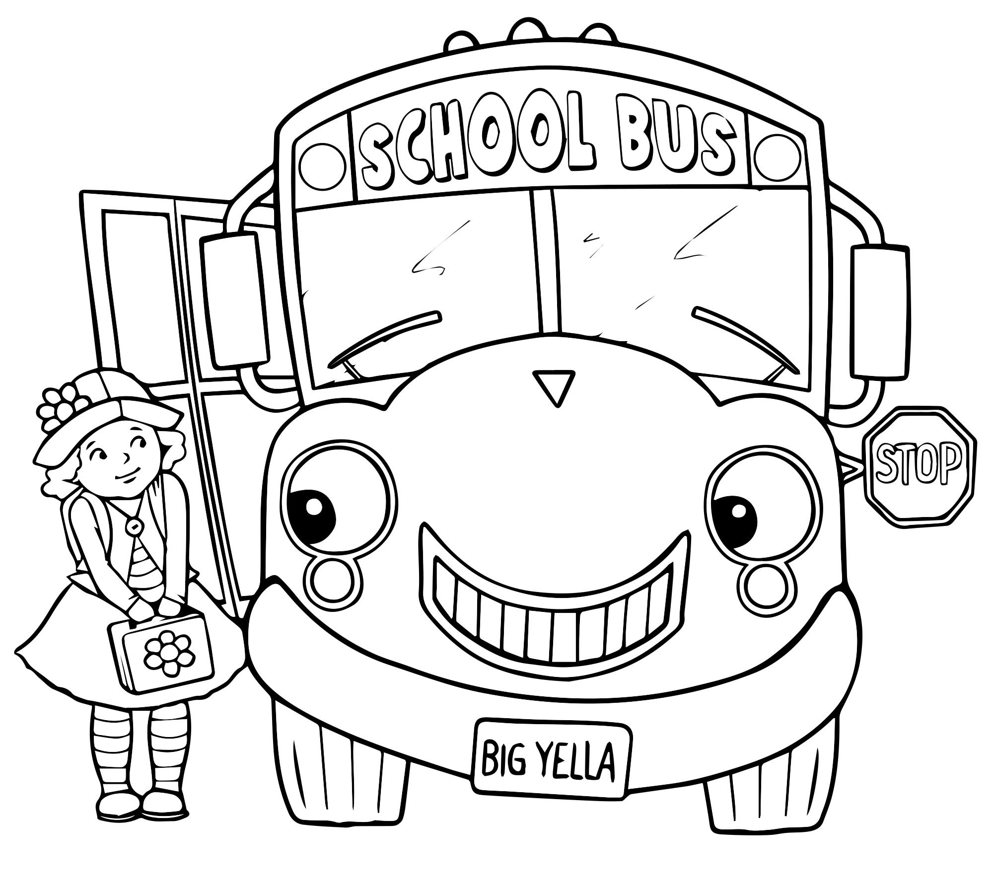 Автобус и девочка раскраска для детей