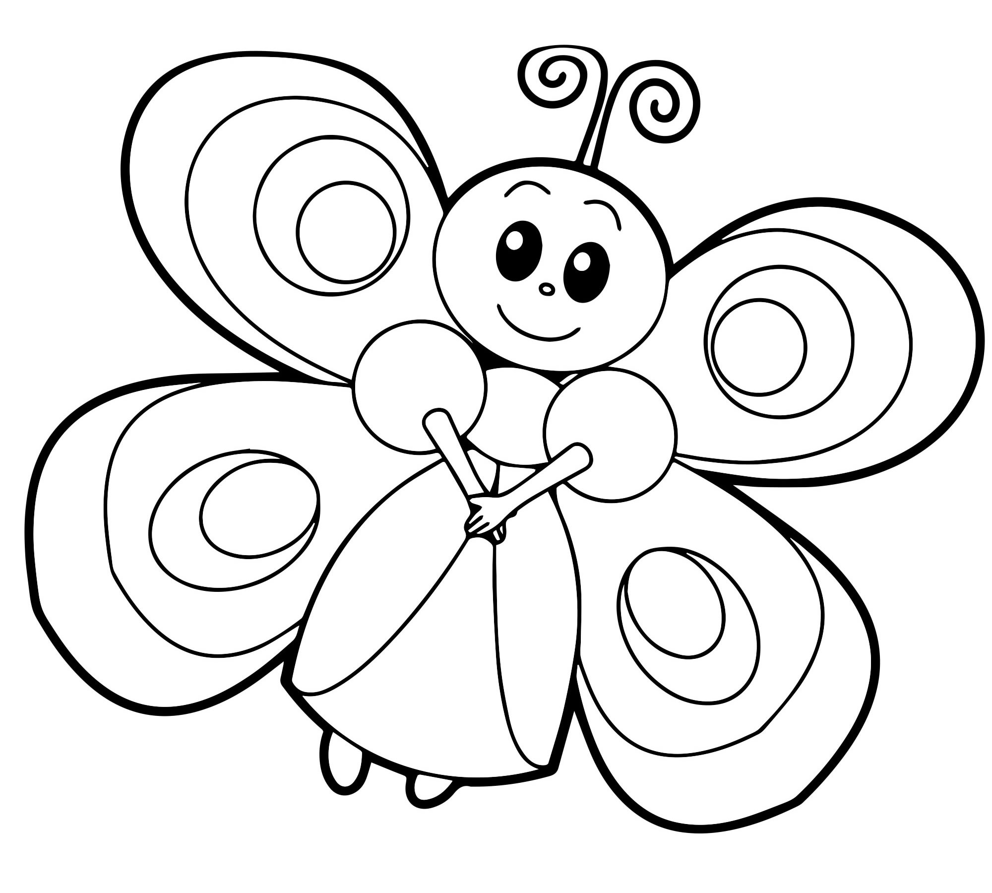 Милая бабочка раскраска для детей