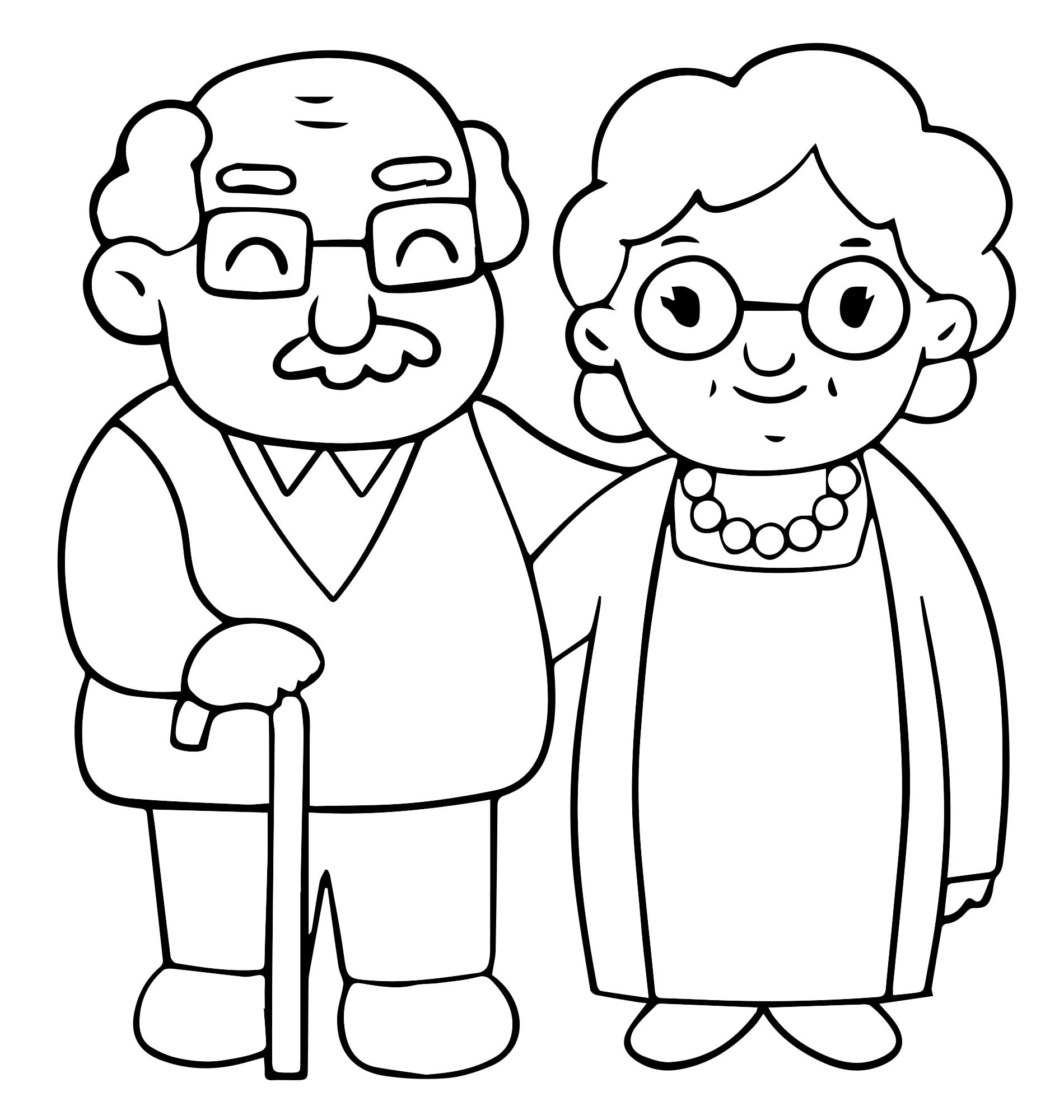Бабушка и дедушка раскраска для детей