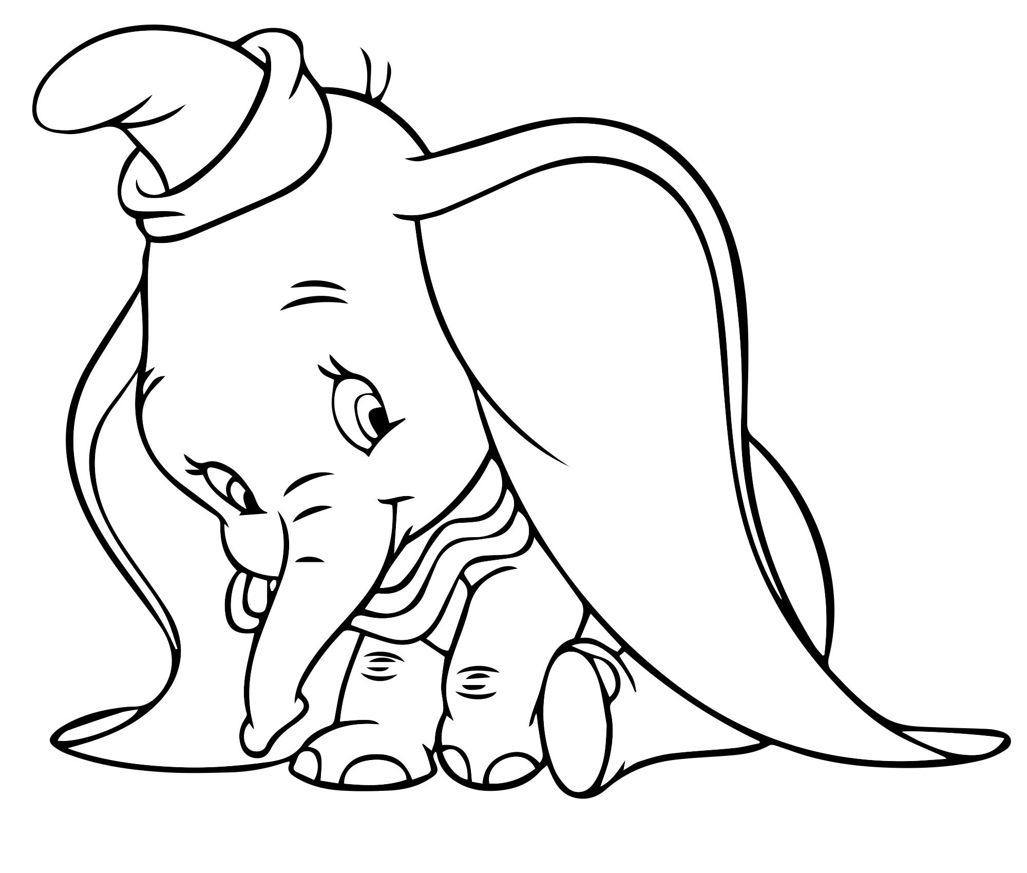 Милый слоник Дамбо раскраска для детей