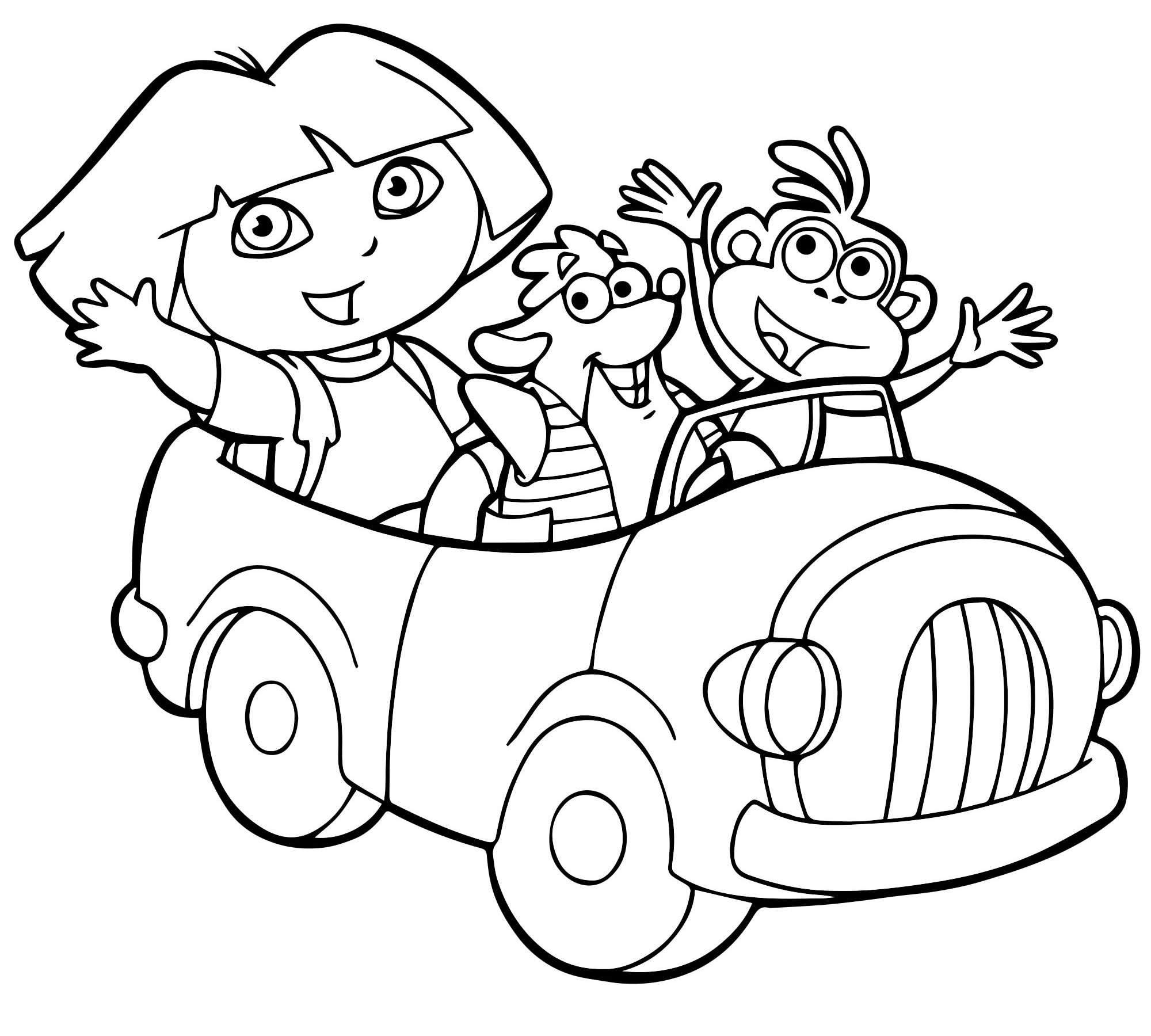 Даша путешественница в машине раскраска для детей