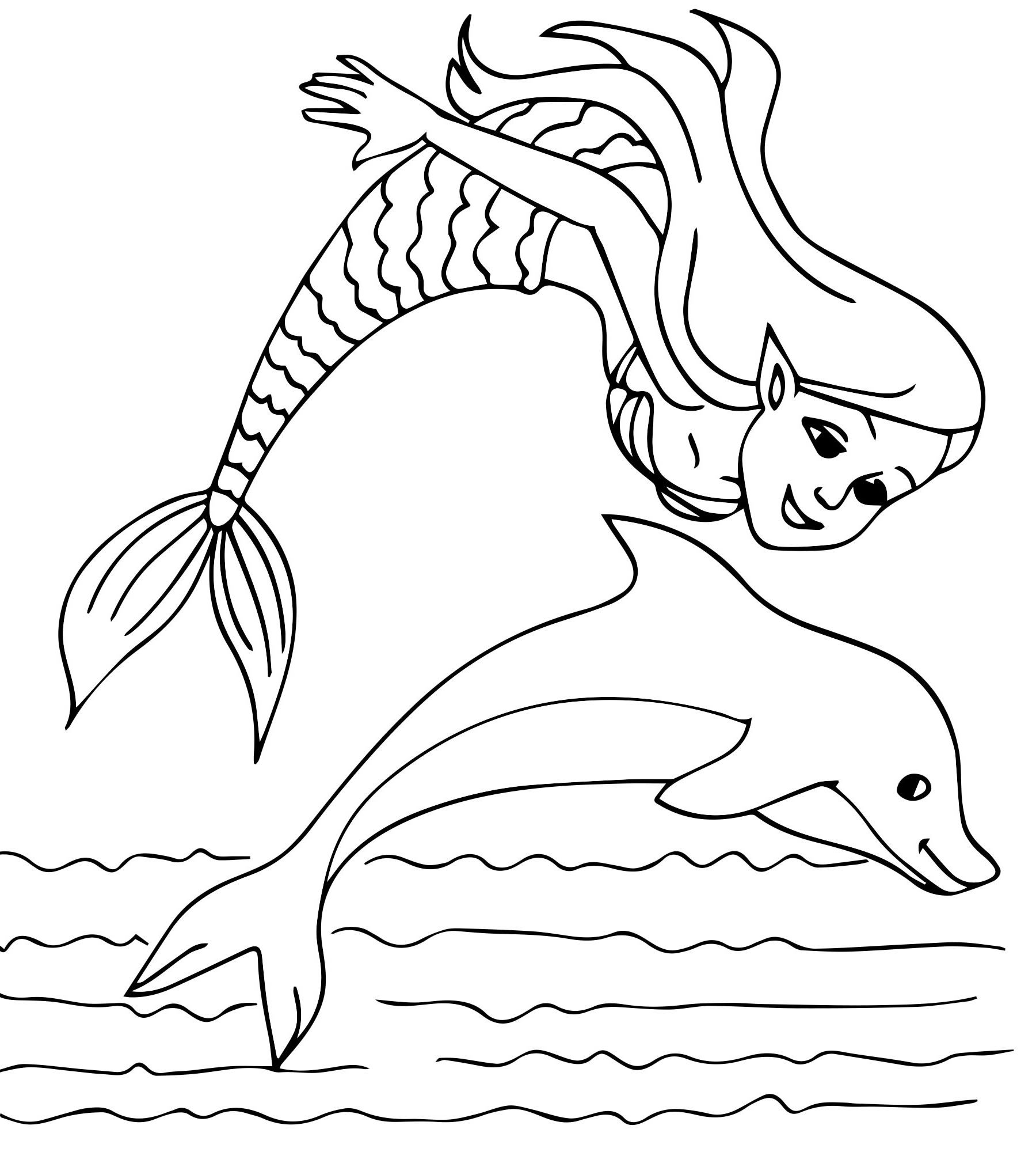 Дельфин и русалка раскраска для детей