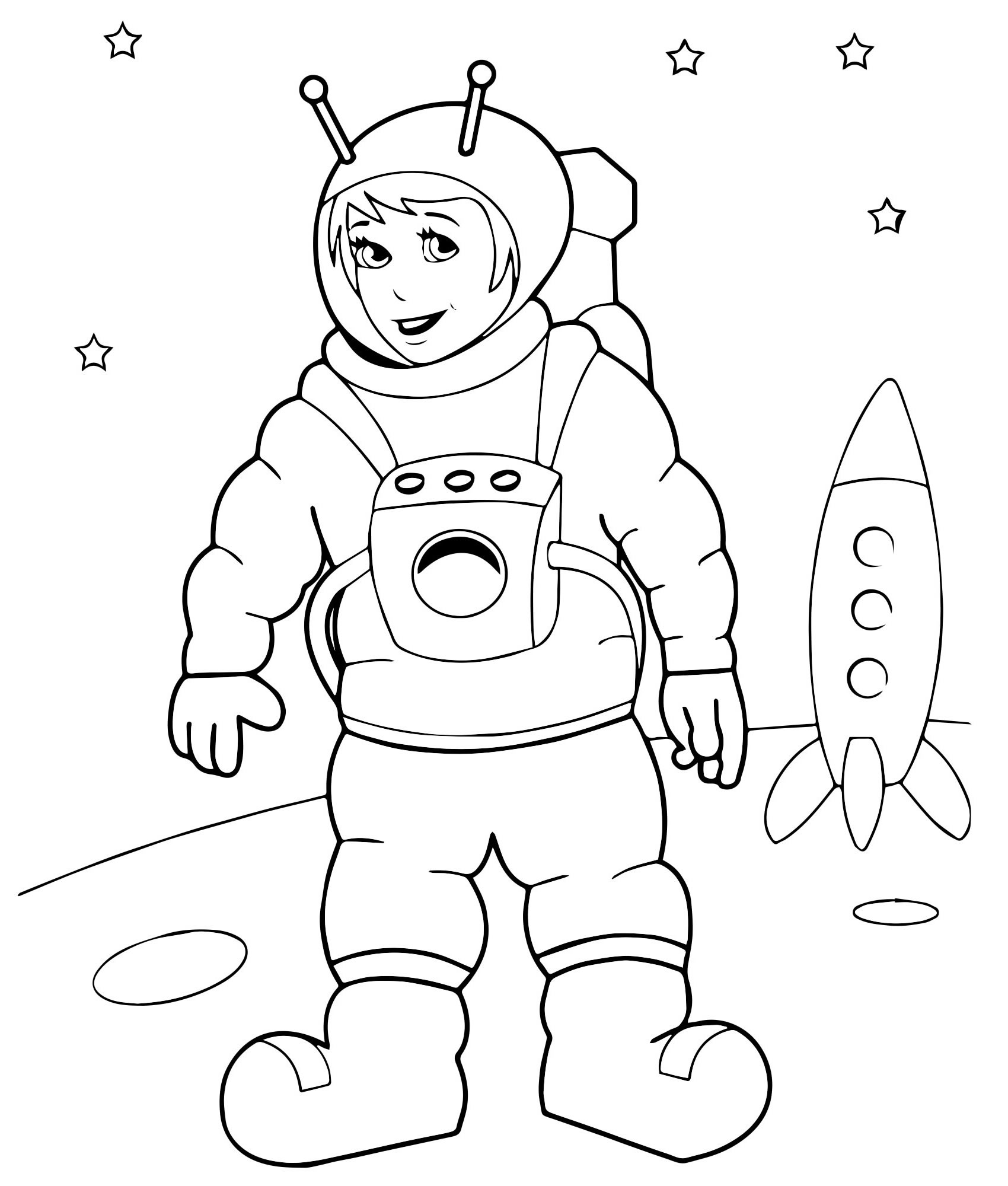 Девочка космонавт раскраска для детей