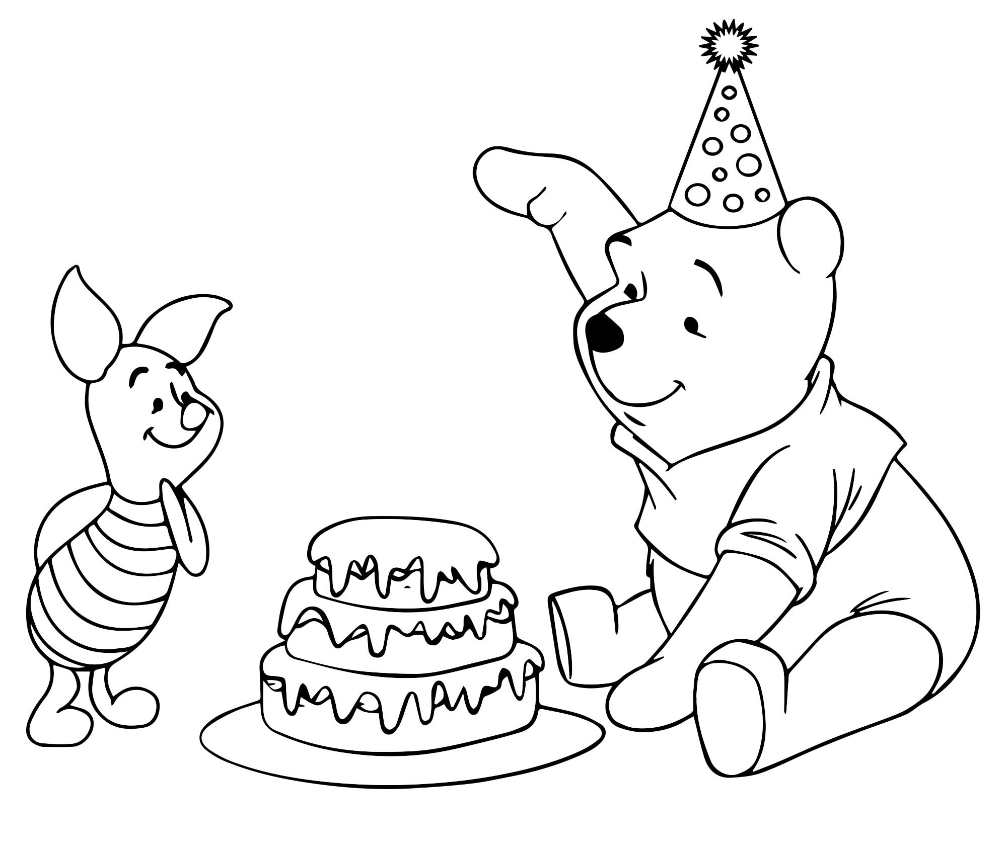 День рождения Винни раскраска для детей