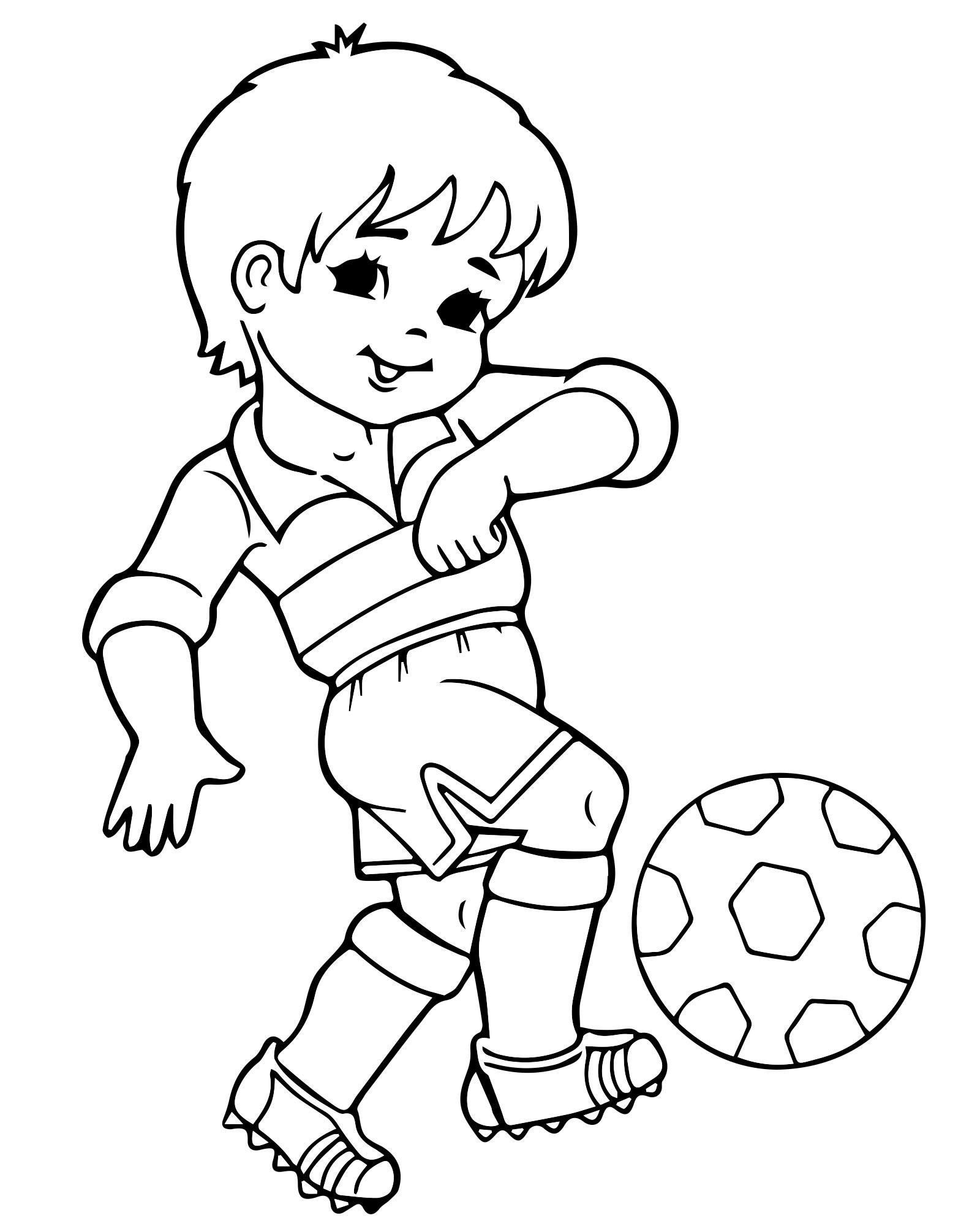 Мальчик играет в футбол раскраска для детей