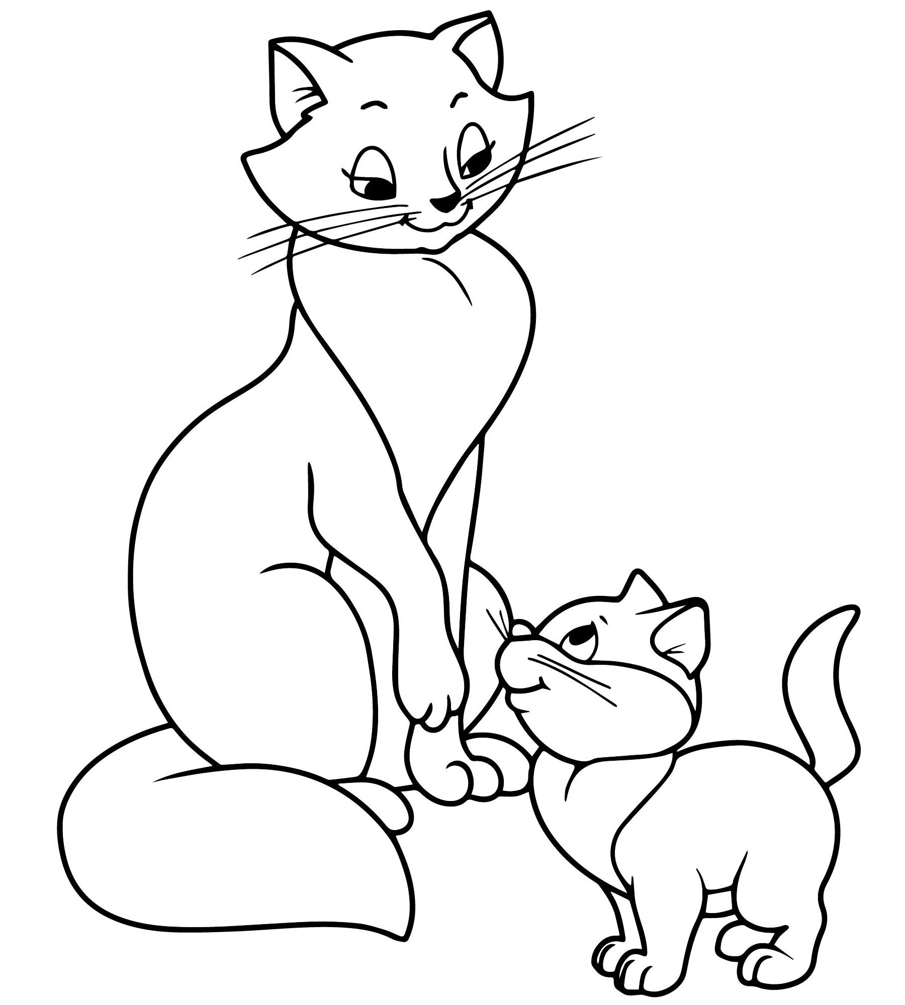 Кошка и котёнок раскраска для детей