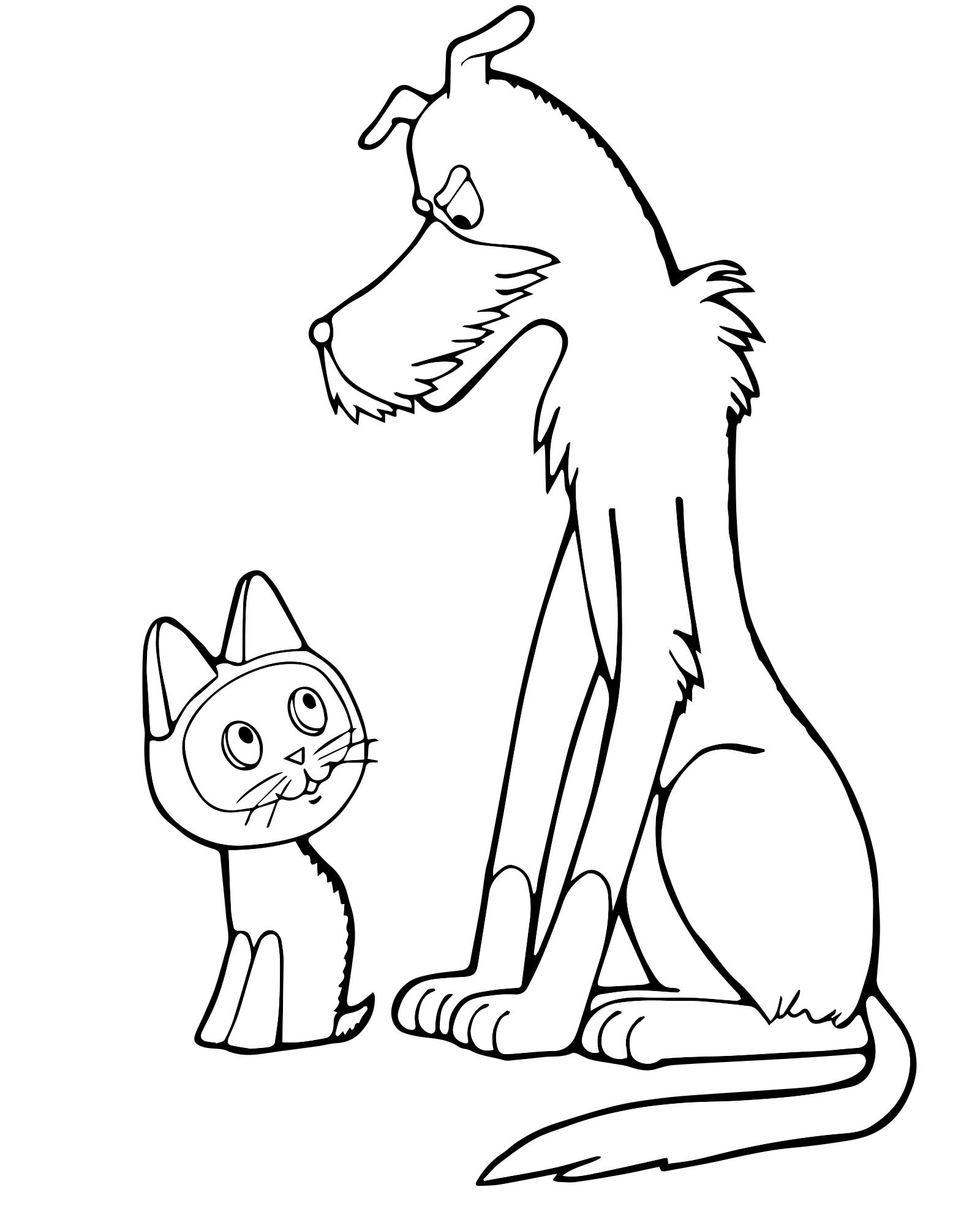 Котенок Гав и большой пёс раскраска для детей
