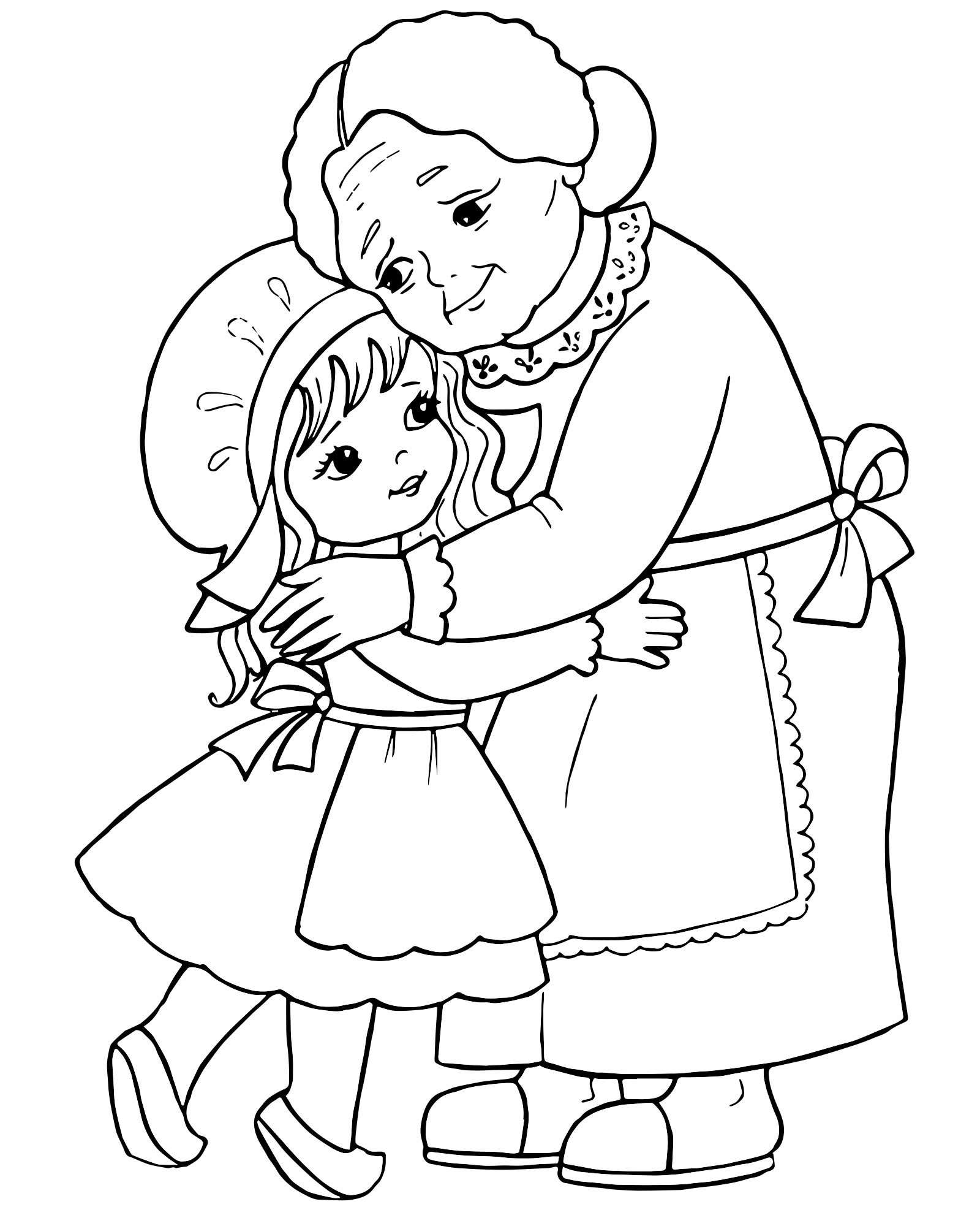 Красная Шапочка и бабушка раскраска для детей