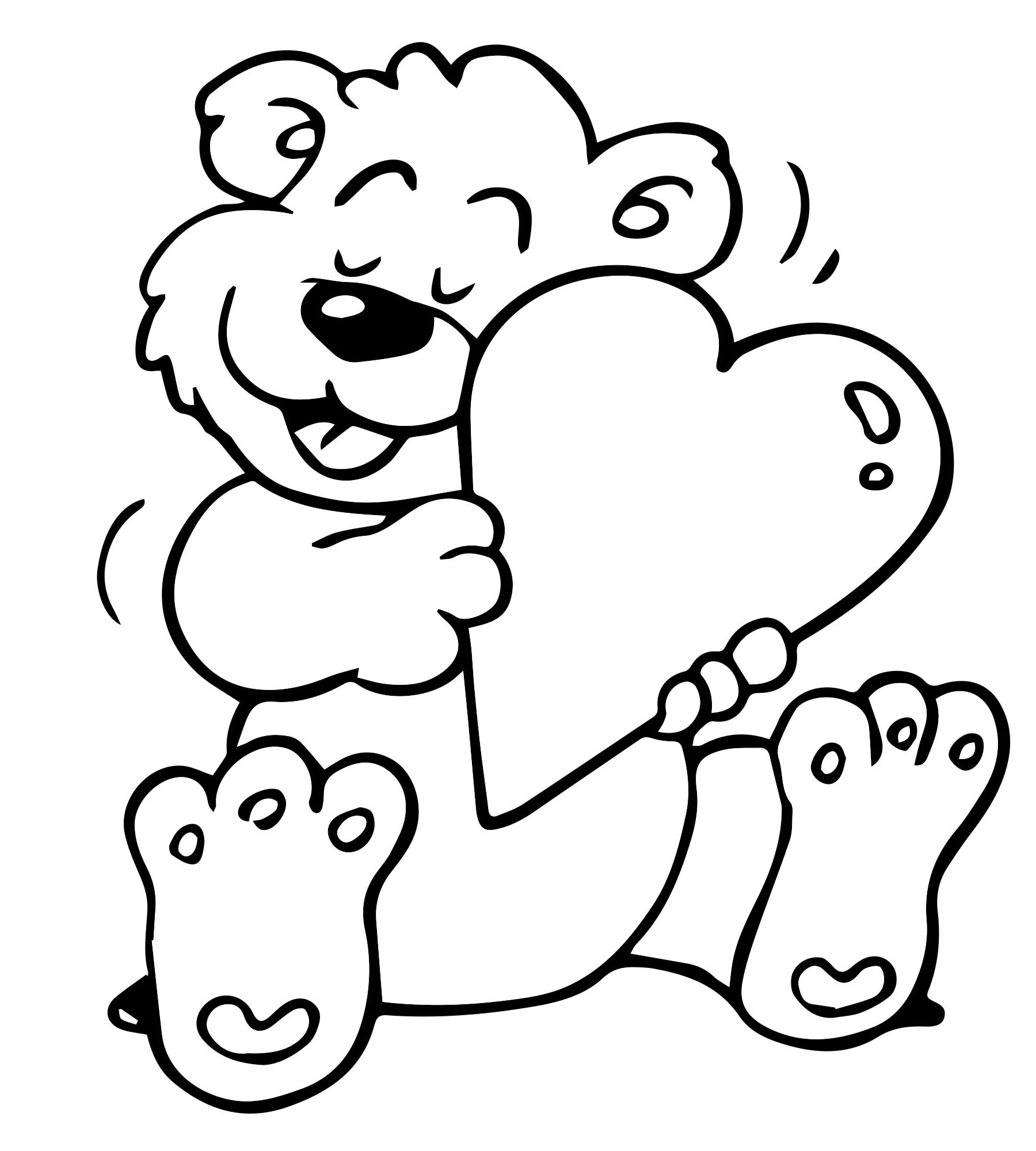 Медведь и любовь раскраска для детей
