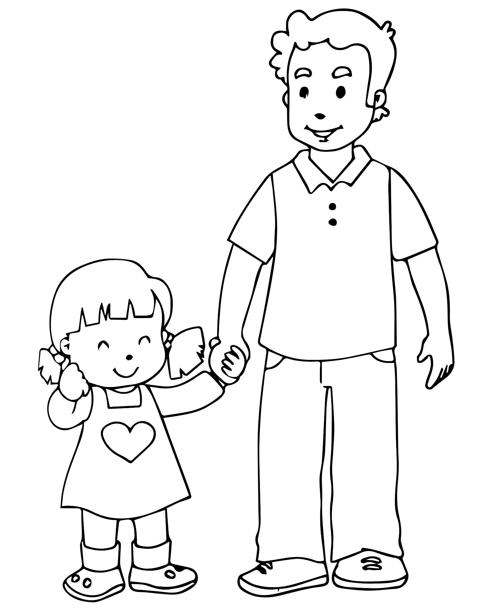 Папа и дочка раскраска для детей