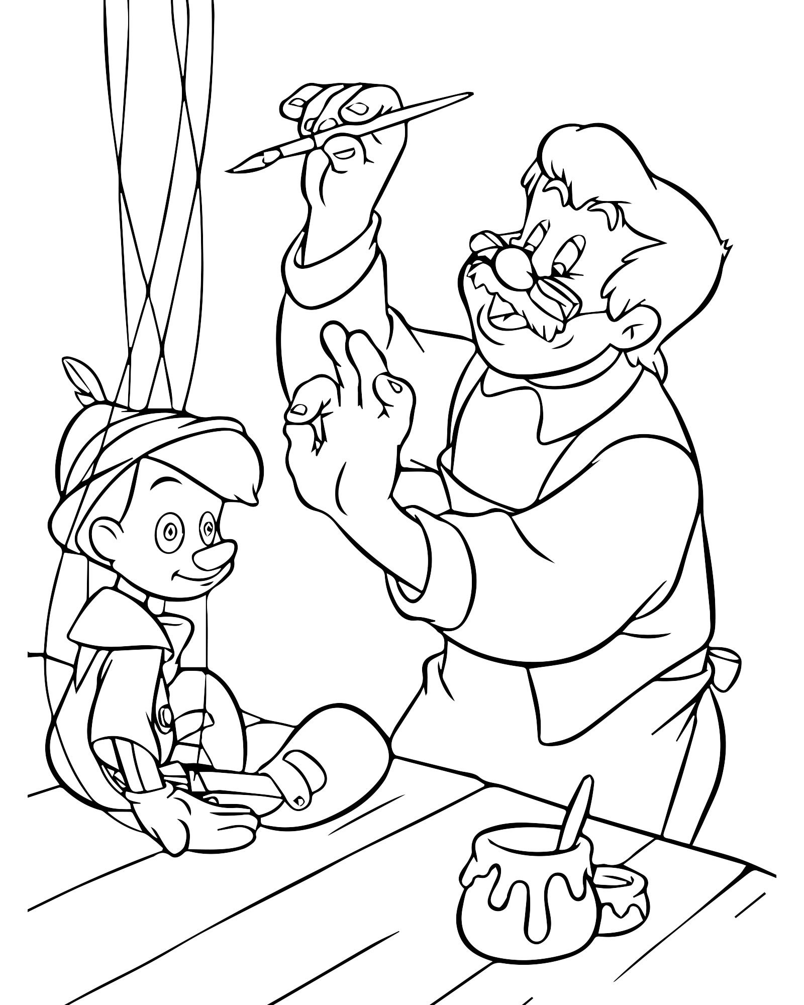 Мультфильм Пиноккио раскраска для детей