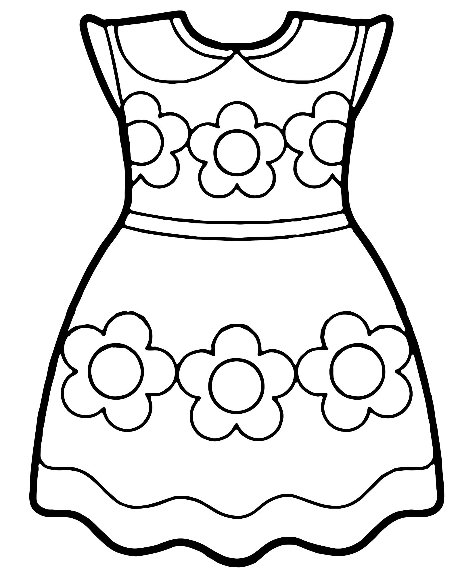 Короткое платье раскраска для детей