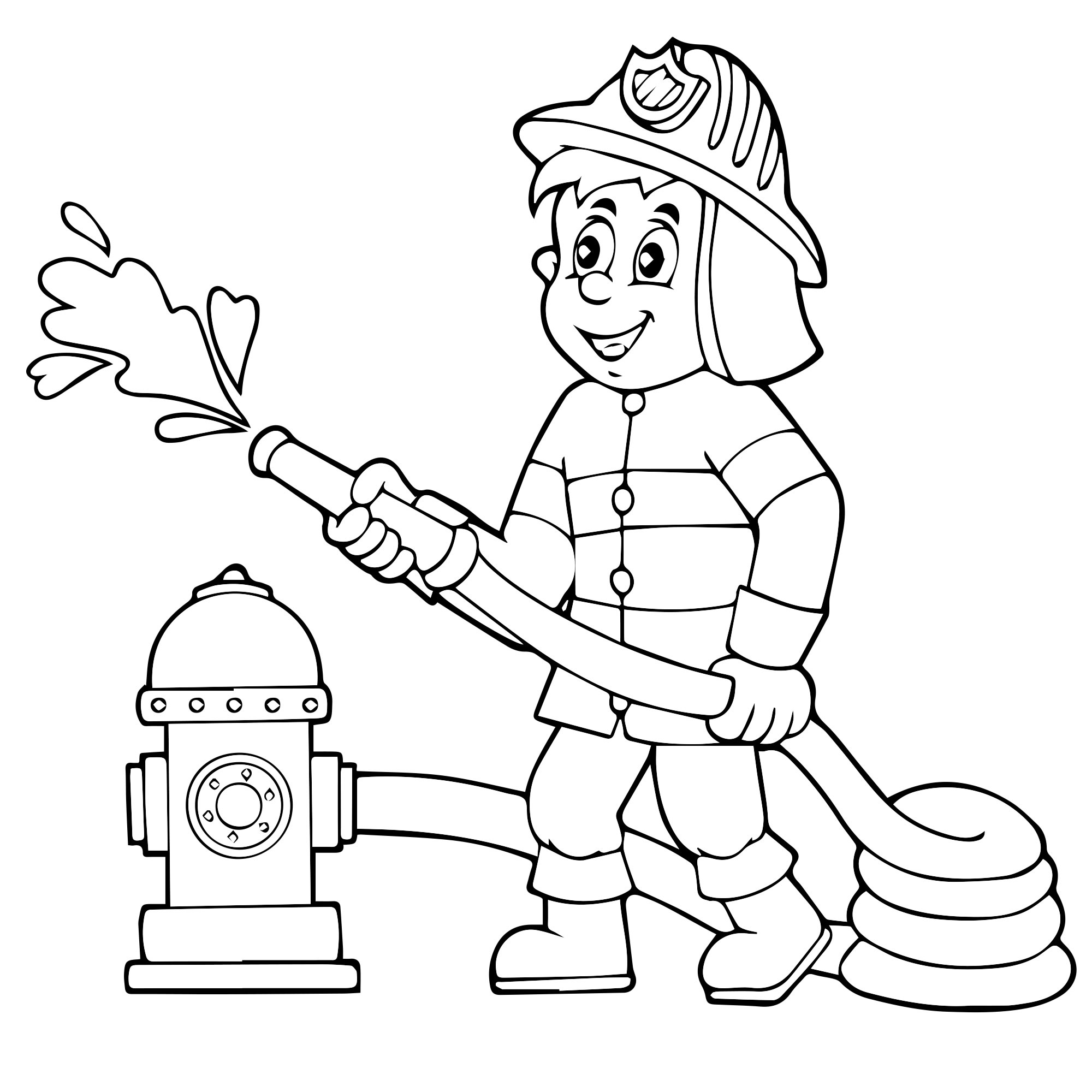 Пожарный раскраска для детей