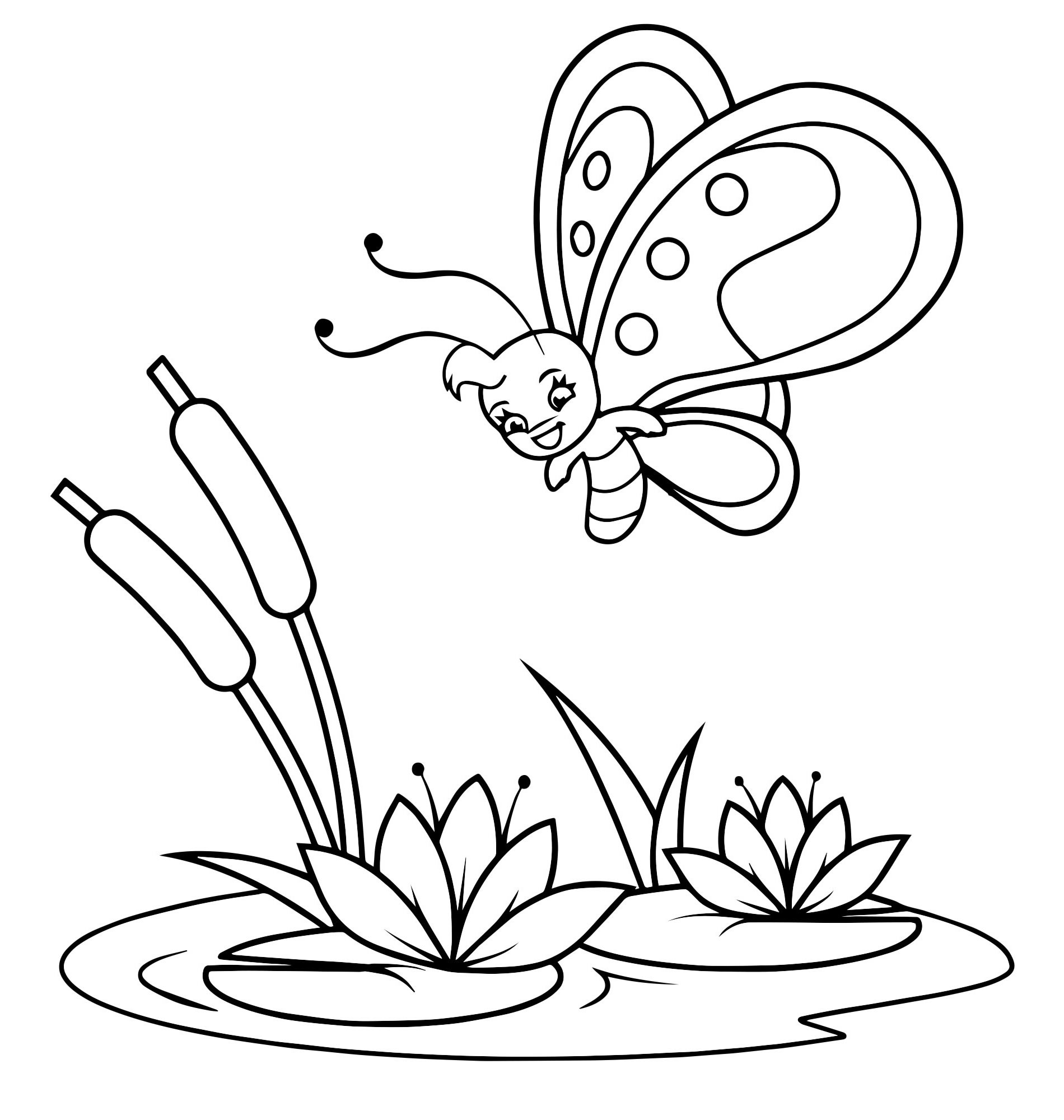 Бабочка и цветы раскраска для детей