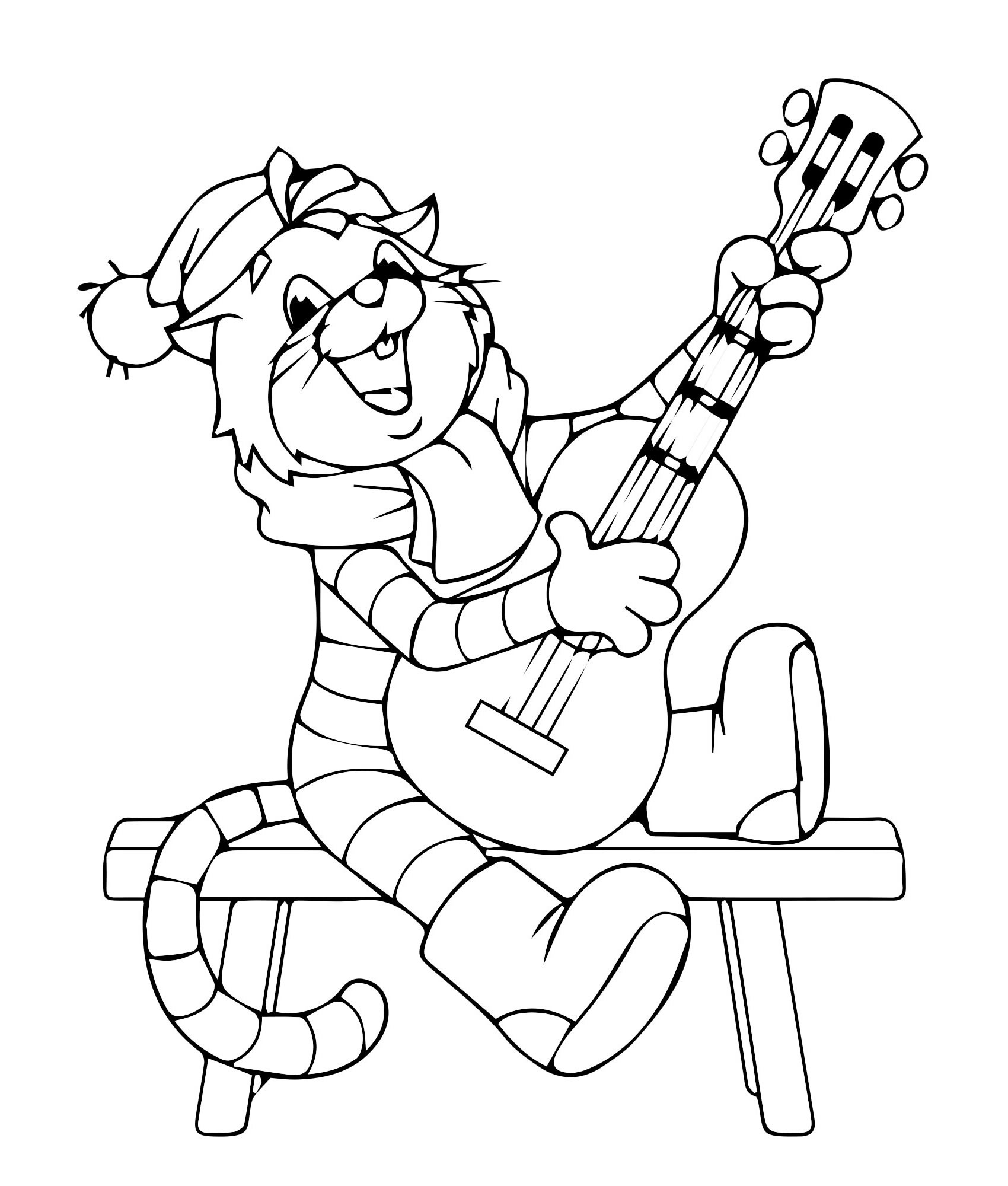 Кот Матроскин с гитарой раскраска для детей