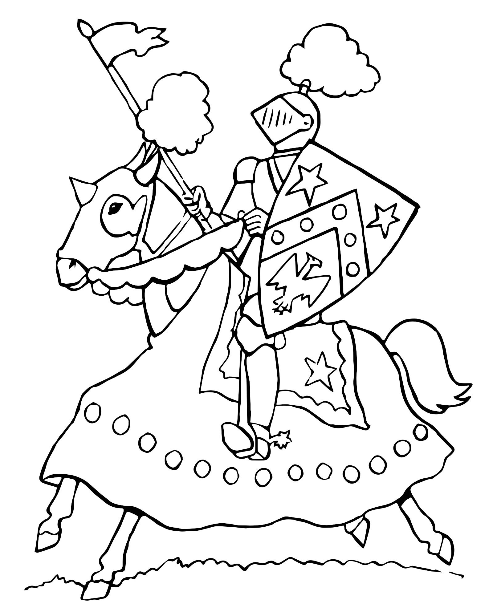 Средневековый рыцарь раскраска для детей