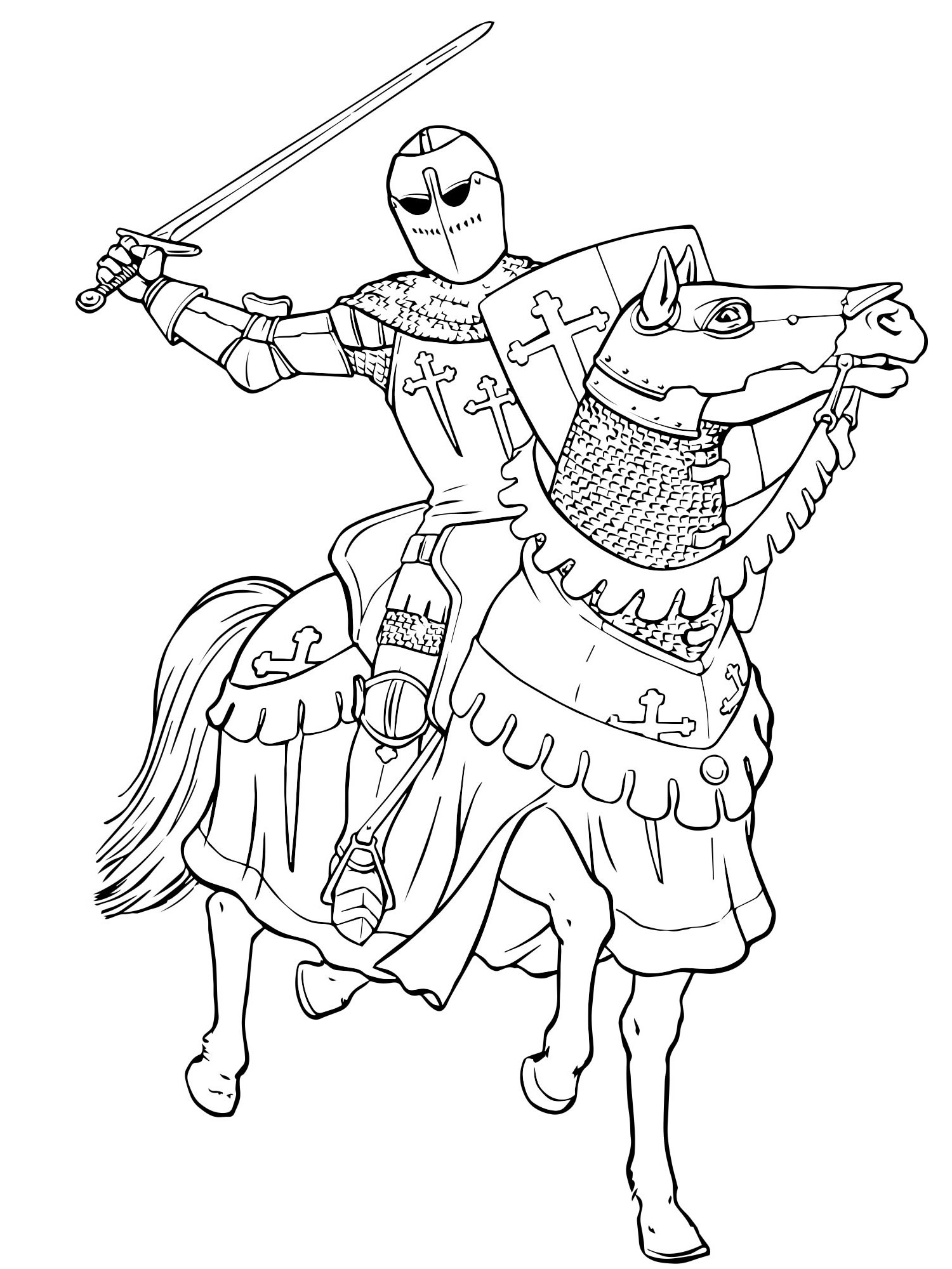 Рыцарь на коне раскраска для детей