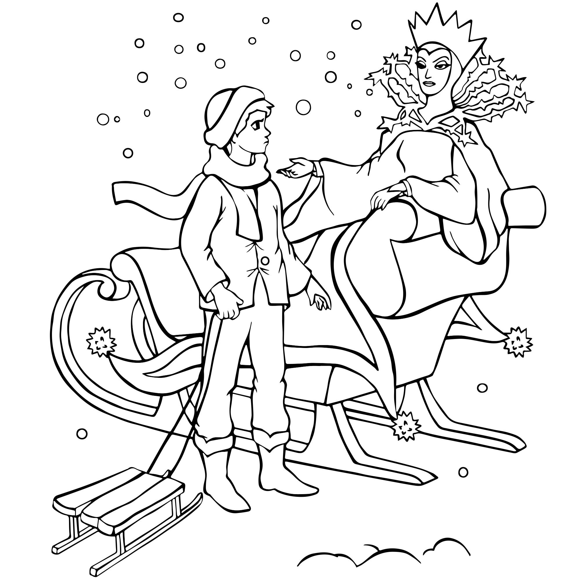 Кай и Снежная Королева раскраска для детей