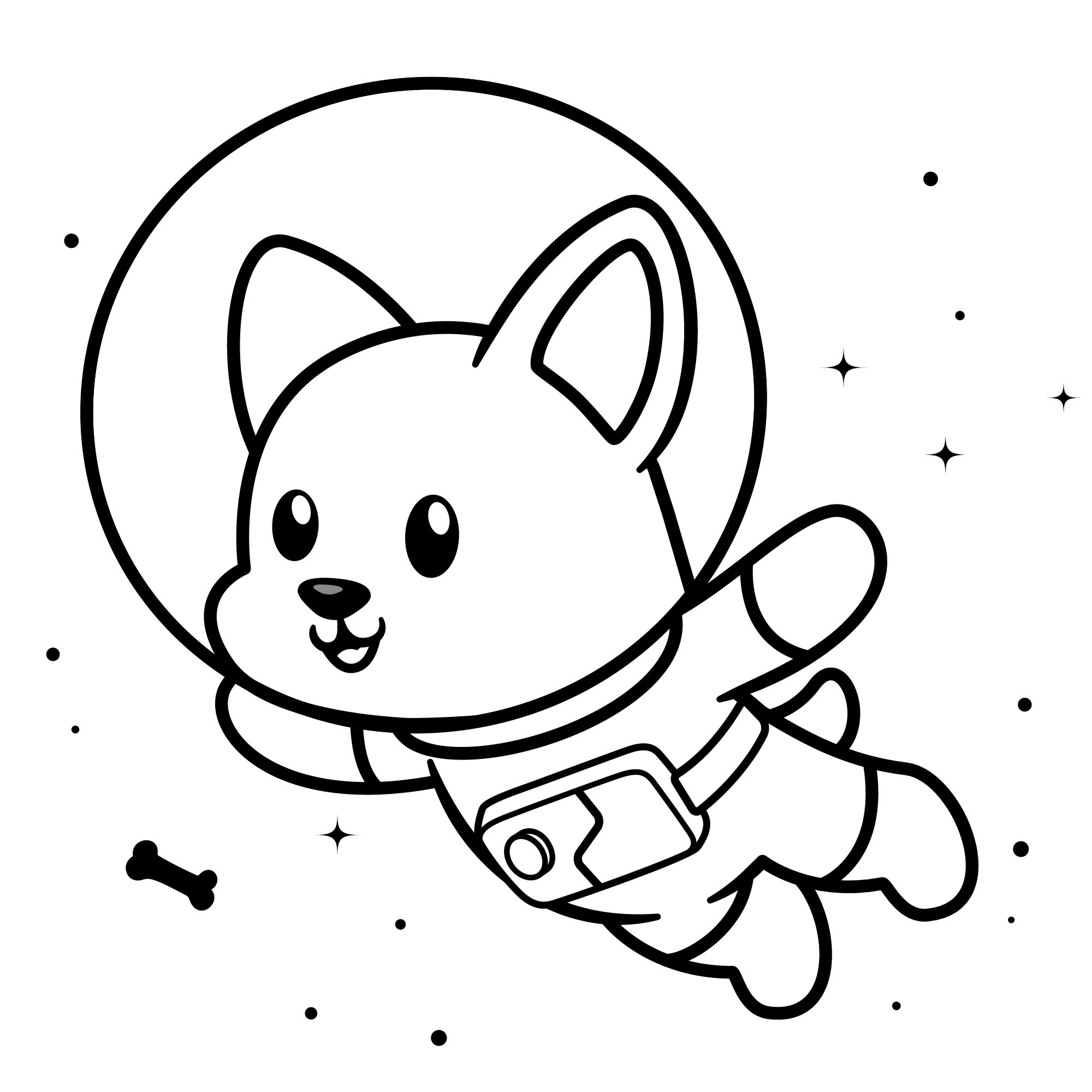 Собака космонавт раскраска для детей