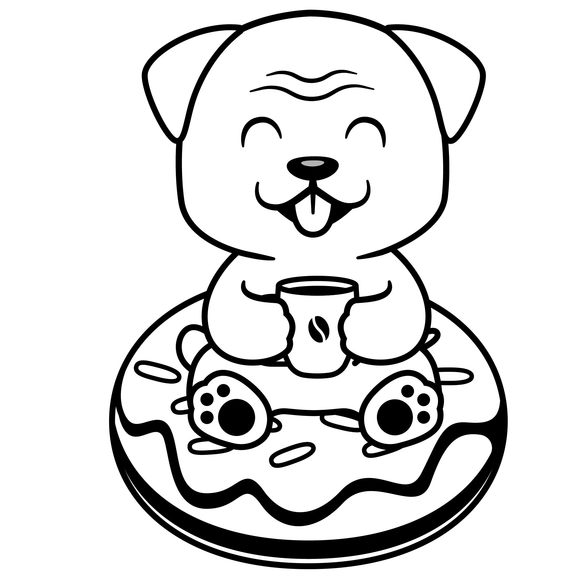 Собака на пончике раскраска для детей