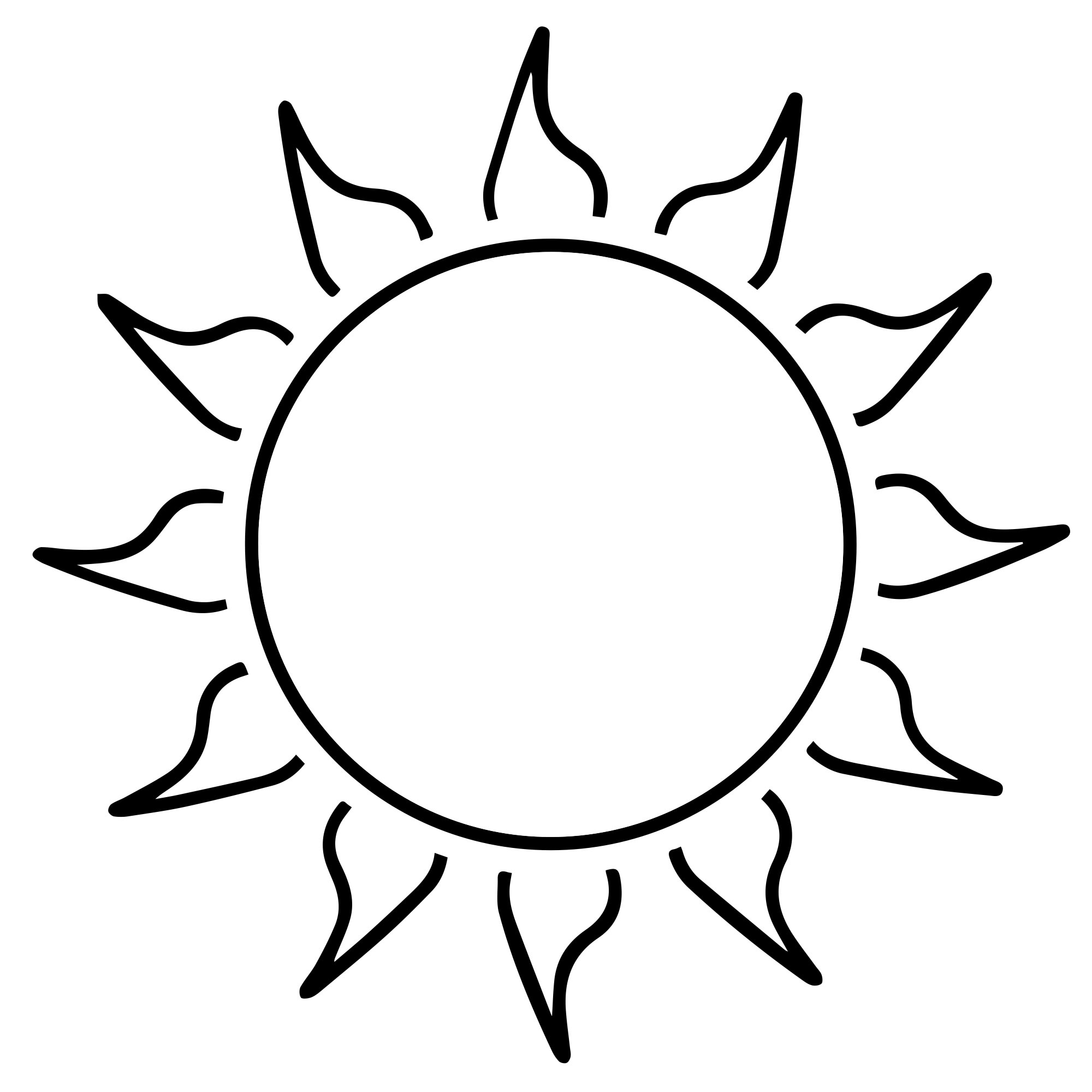 Солнце контур раскраска для детей
