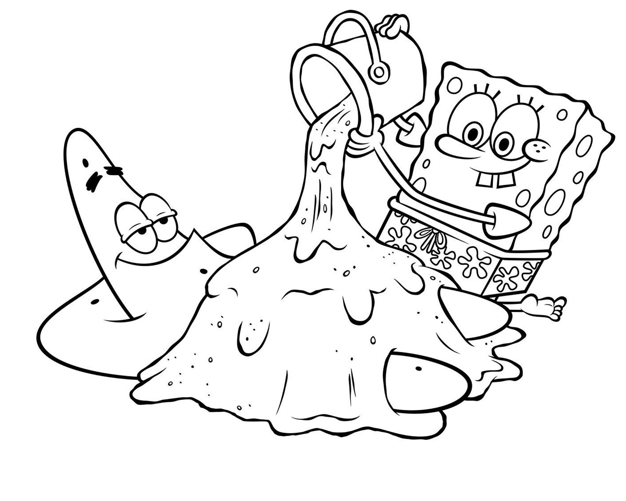 Губка Боб и Патрик на море раскраска для детей