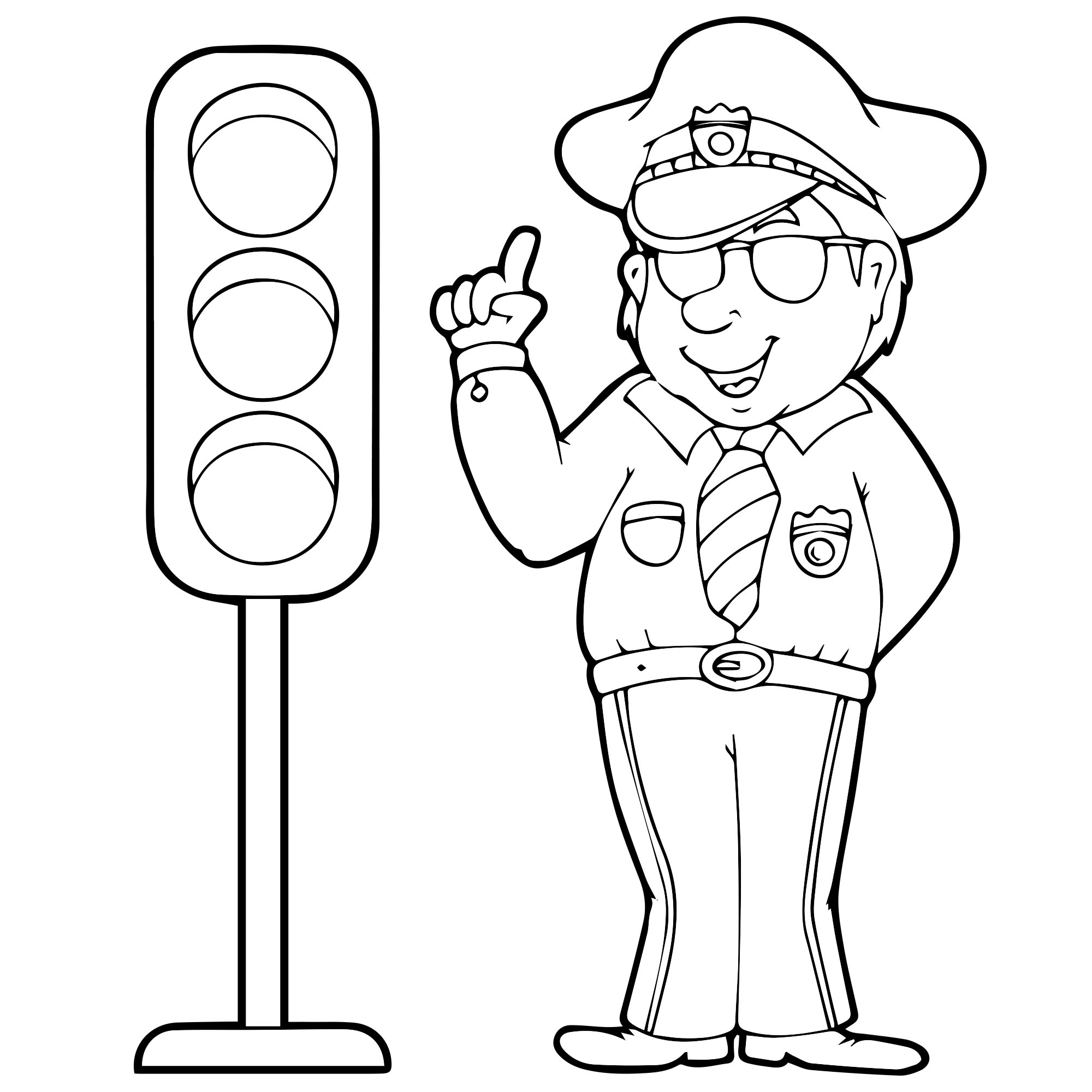 Полицейский и светофор раскраска для детей