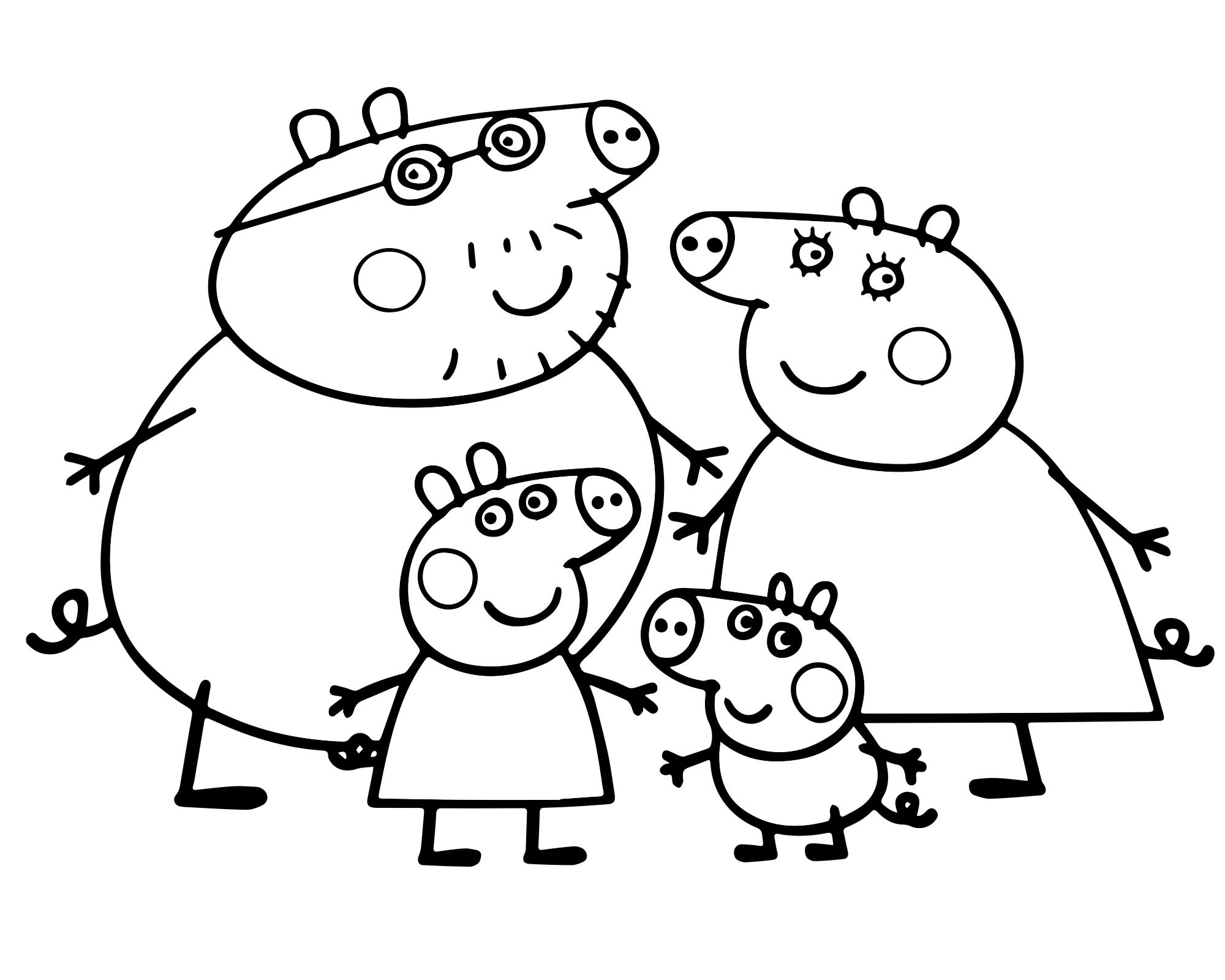 Персонажи Свинка Пеппа раскраска для детей
