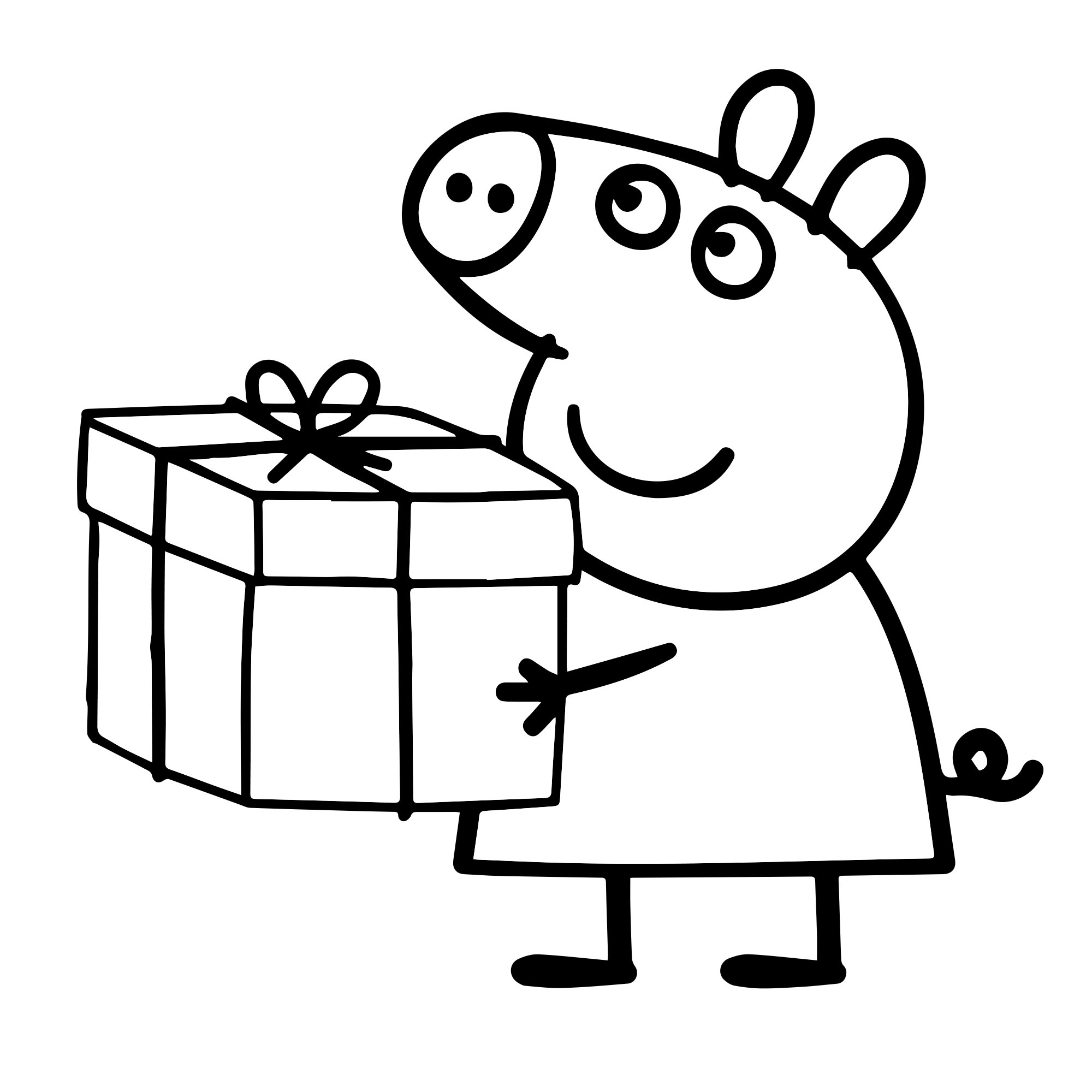 Свинка Пеппа с подарком раскраска для детей