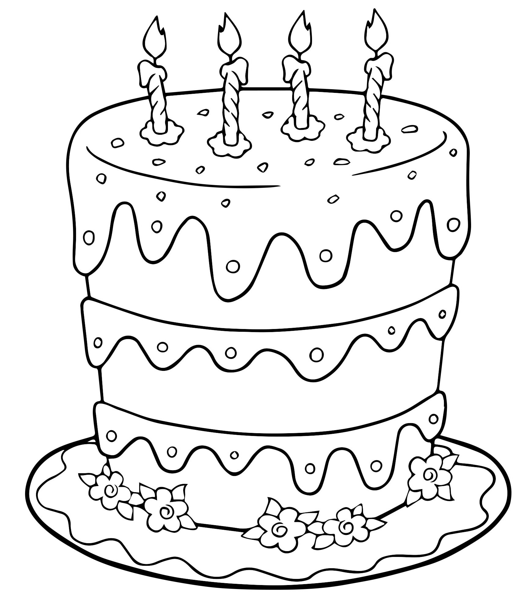 Торт со свечами раскраска для детей