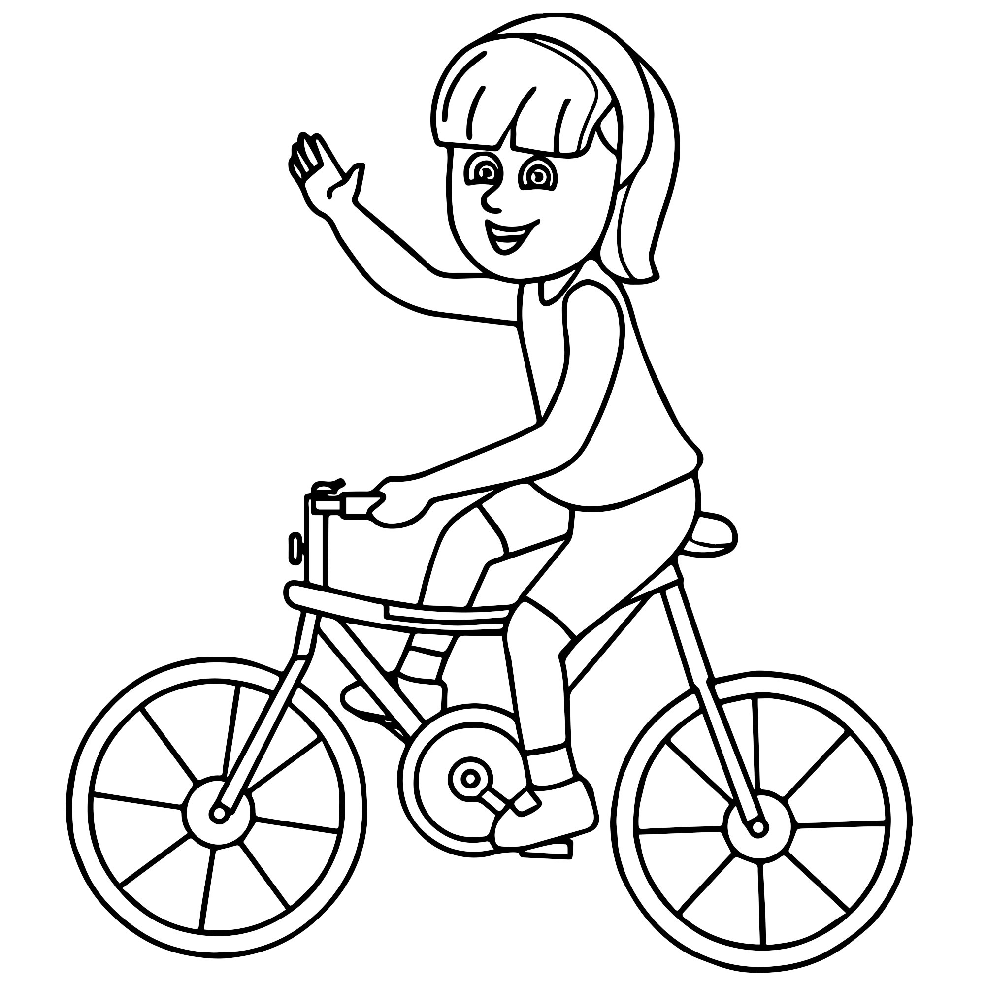 Девочка на велосипеде раскраска для детей