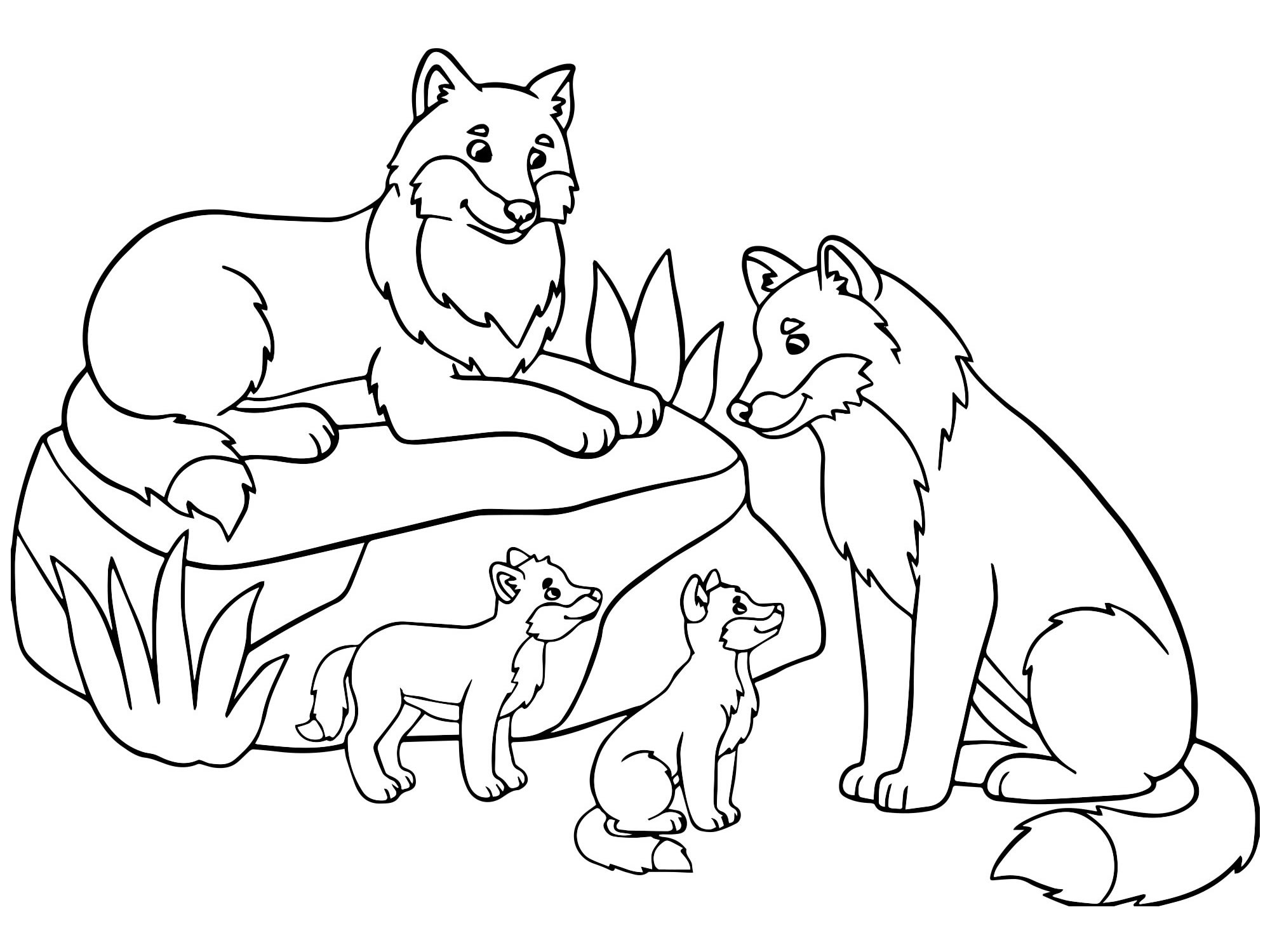 Семья волков раскраска для детей
