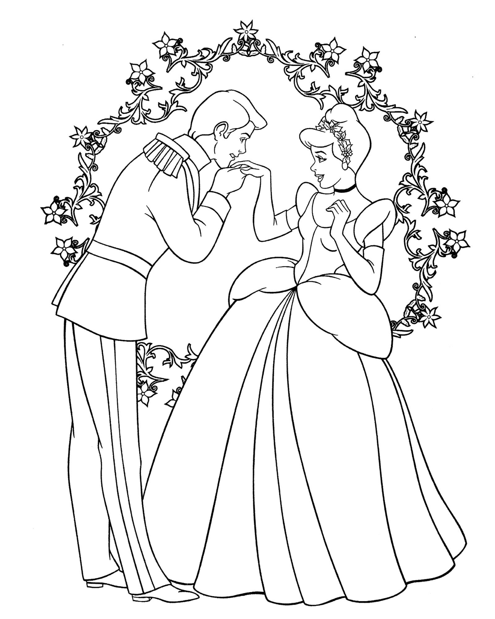 Свадьба Золушки раскраска для детей