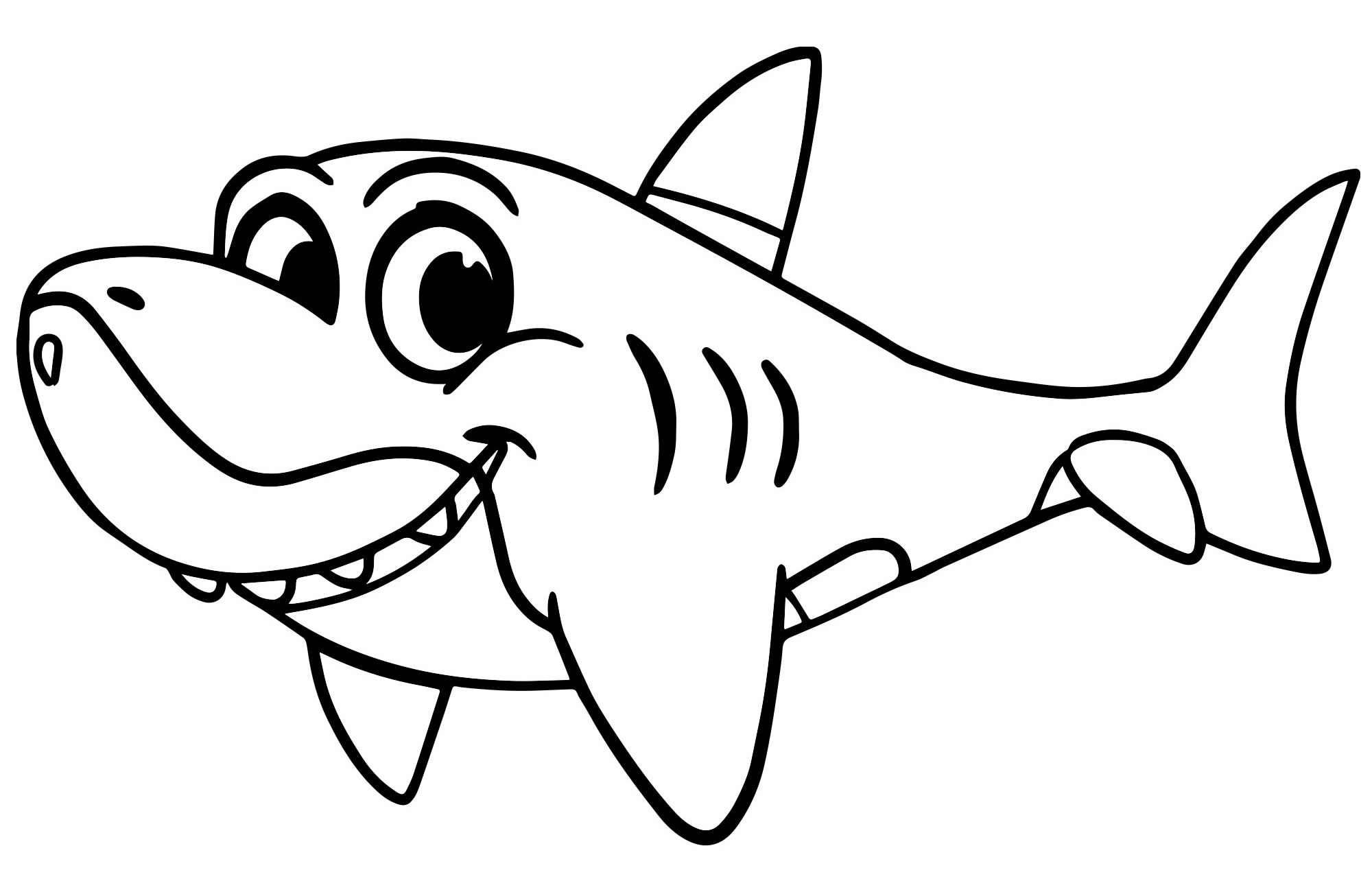Веселая акула раскраска для детей