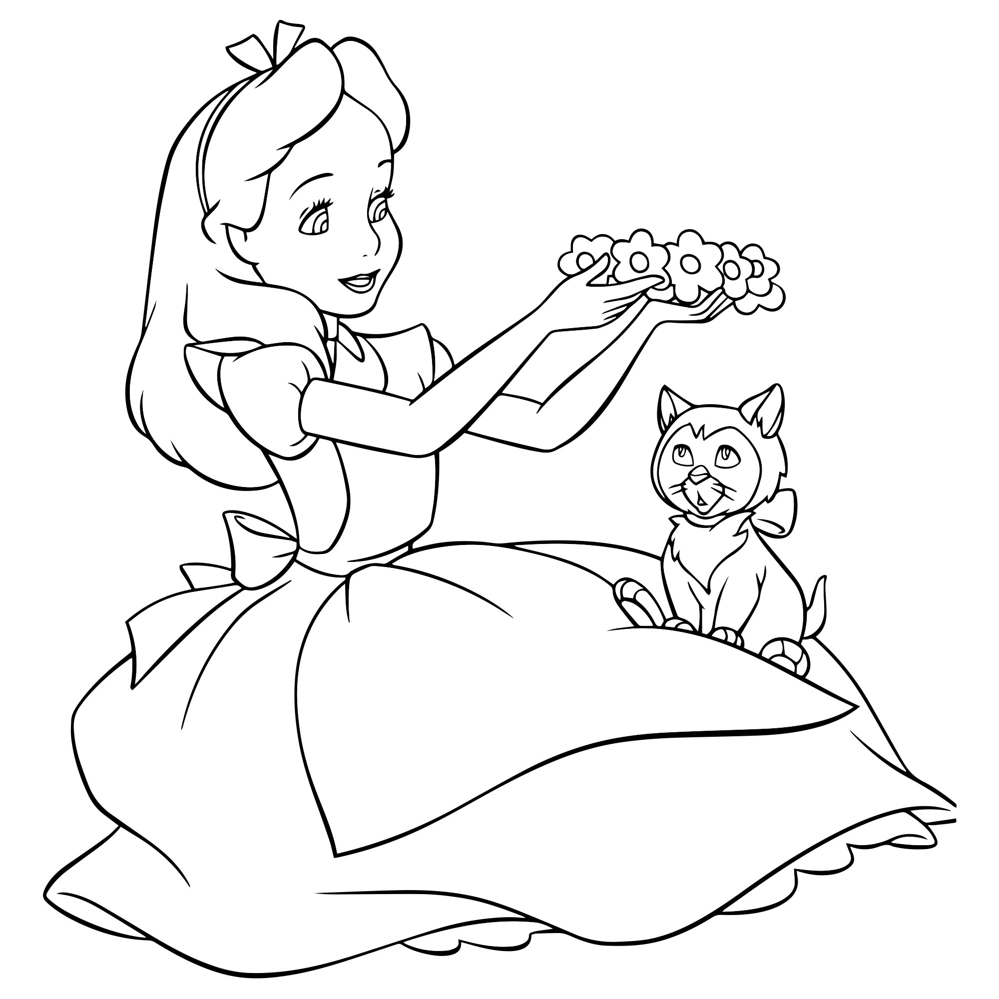 Алиса из сказки раскраска для детей