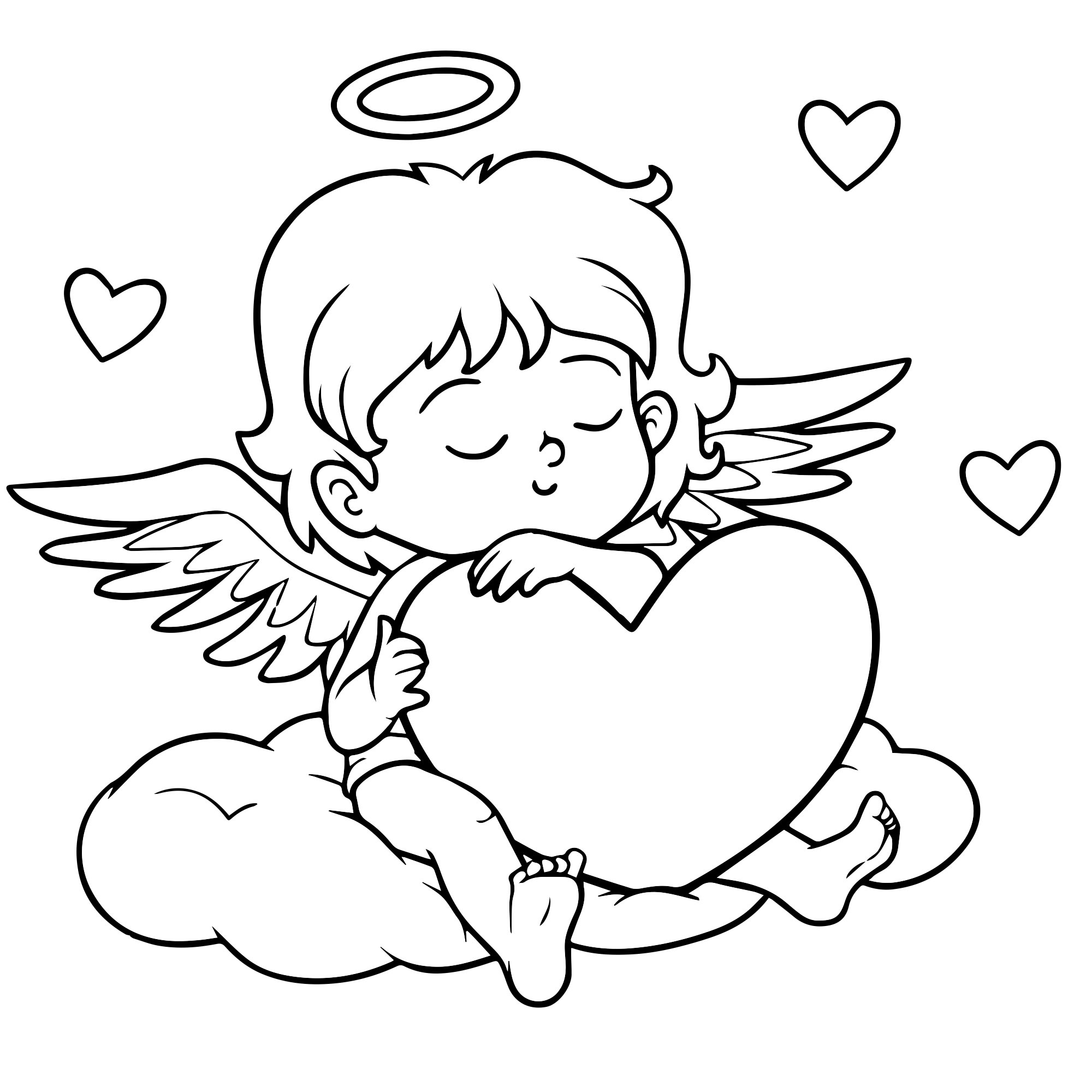 Ангел с сердцем раскраска для детей