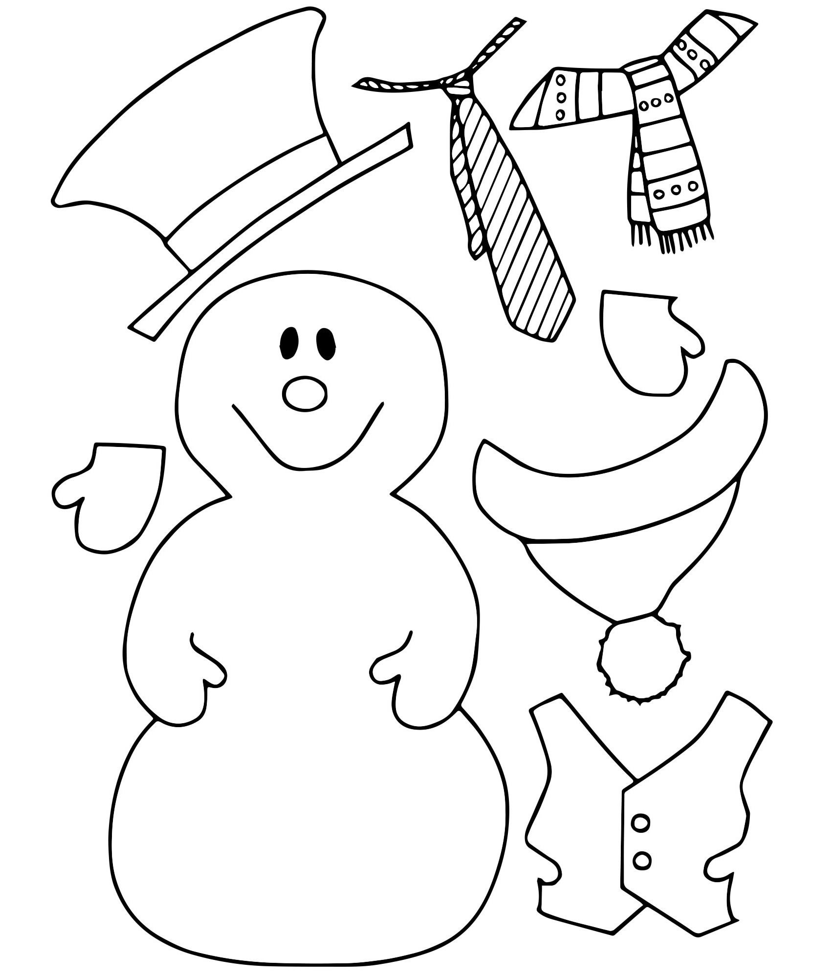 Аппликация снеговик раскраска для детей