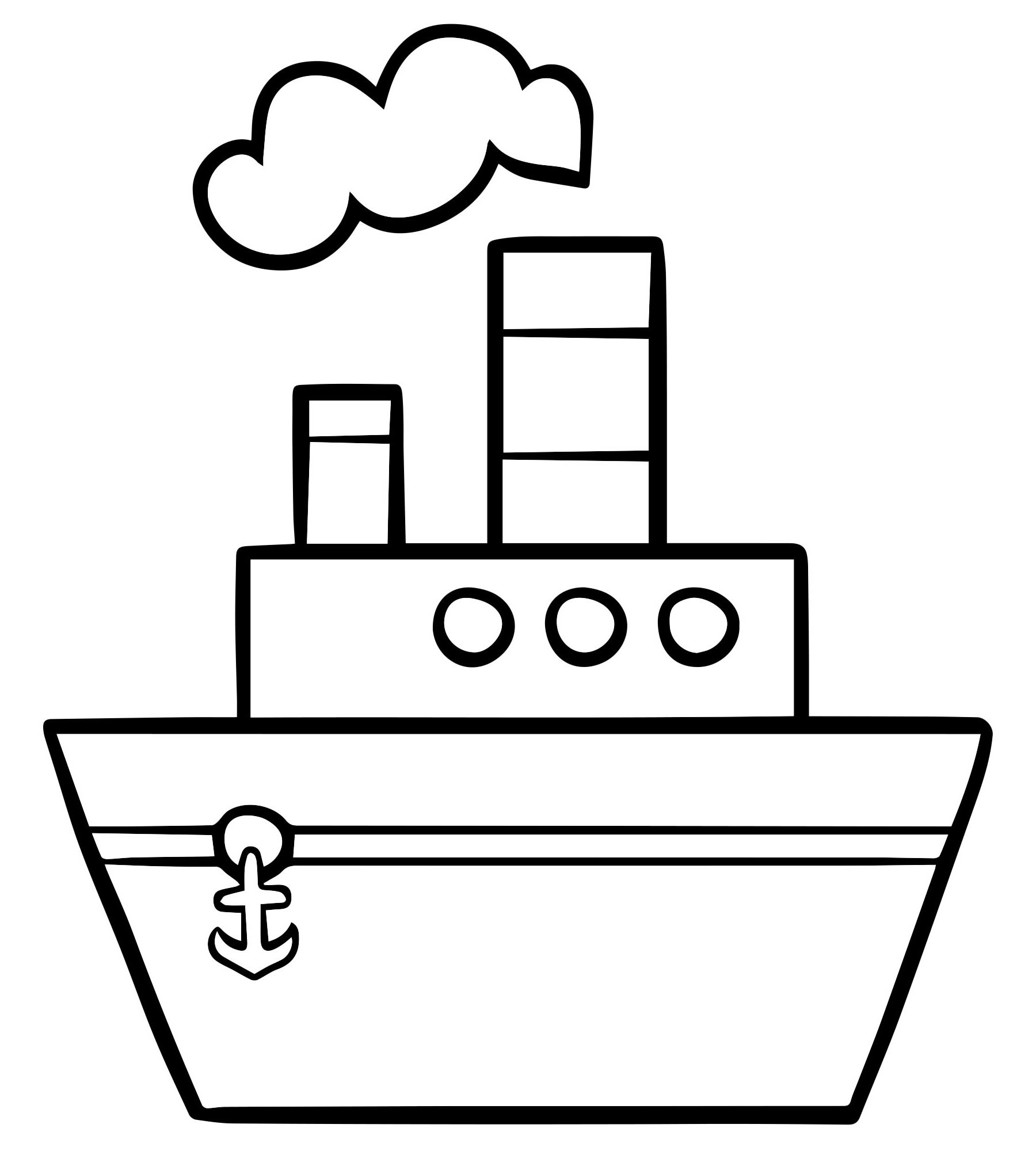 Корабль контур для детей