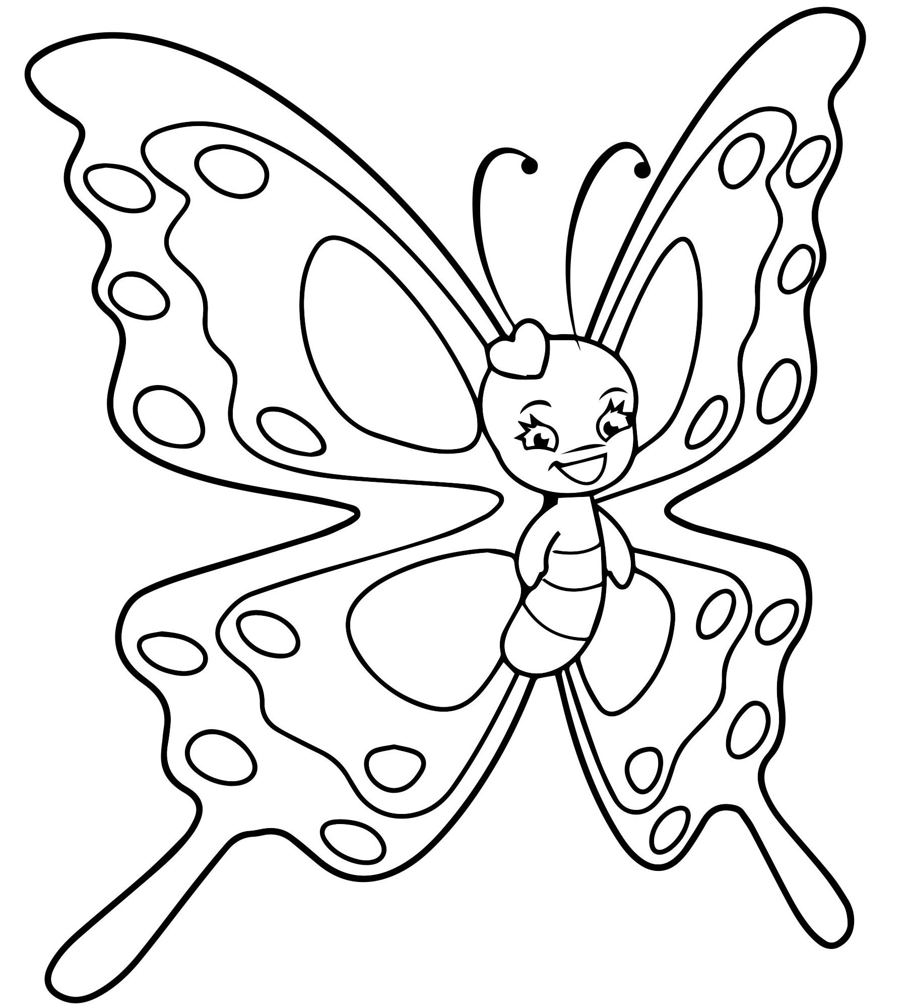 Бабочка с улыбкой раскраска для детей