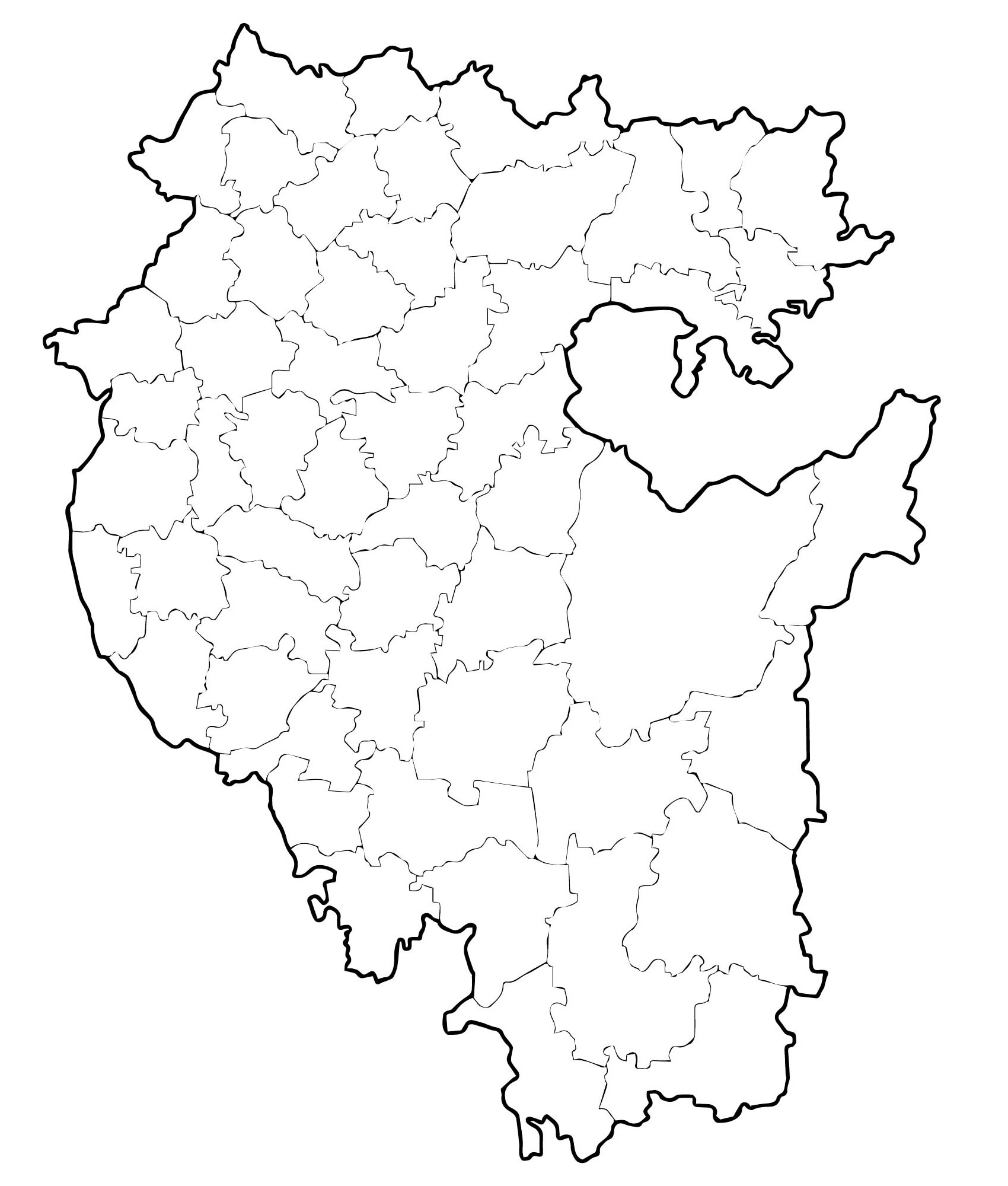 Карта Башкирии с районами