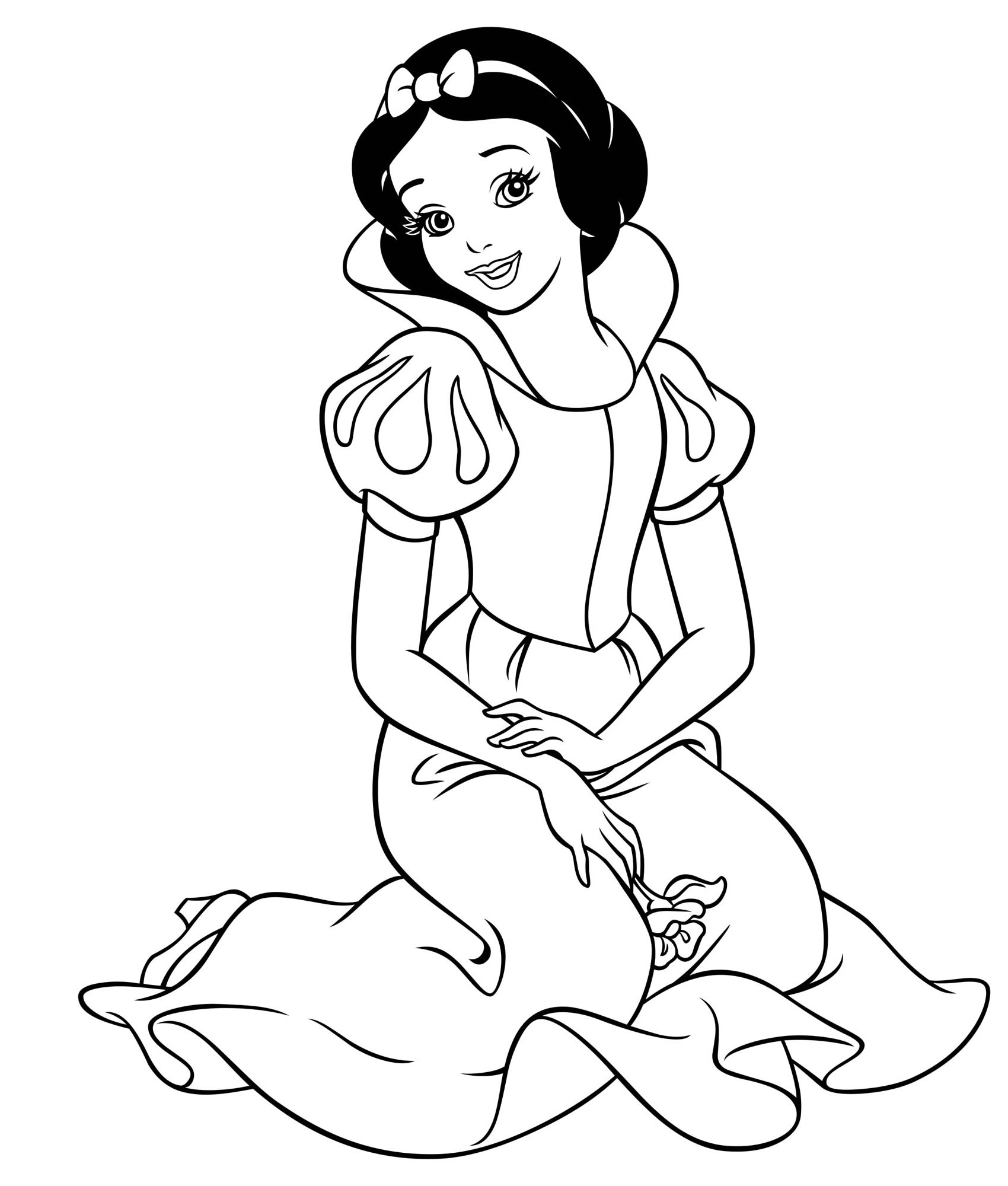 Раскраска принцессы Disney Белоснежка и семь гномов