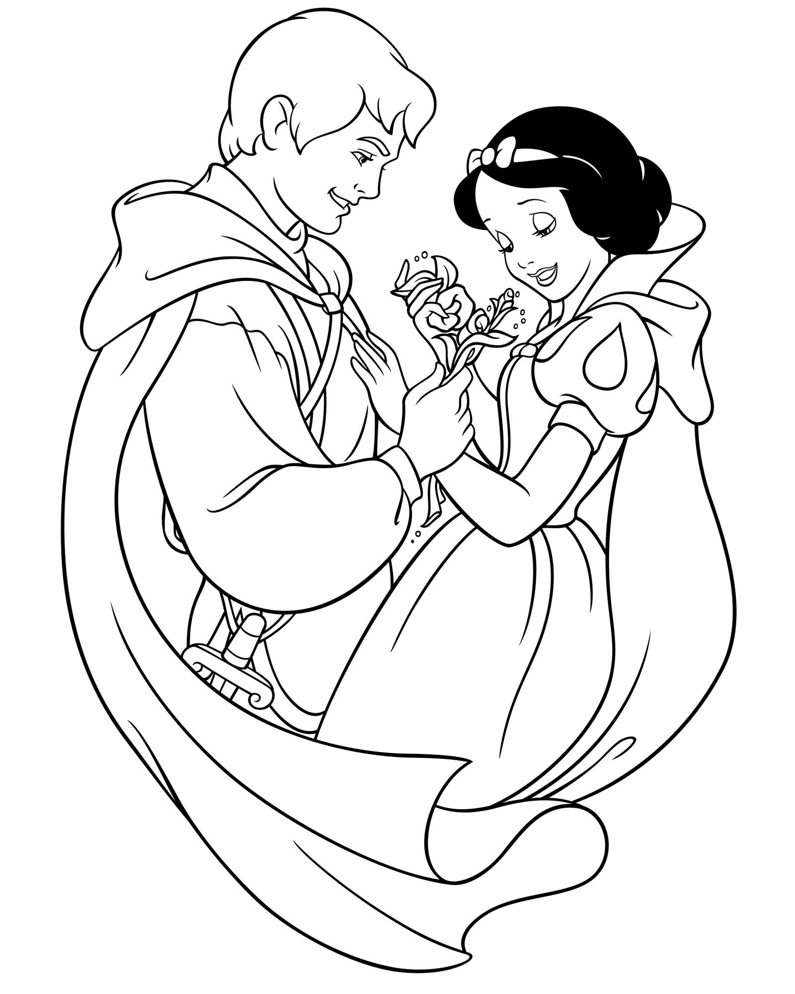 Белоснежка и принц раскраска для детей