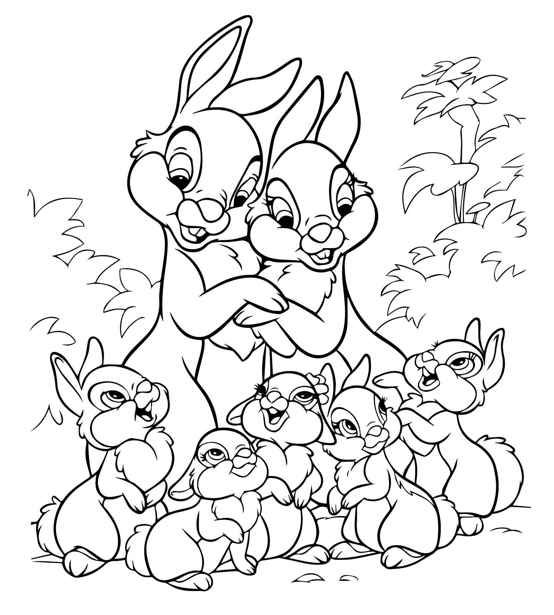 Семья кроликов раскраска для детей