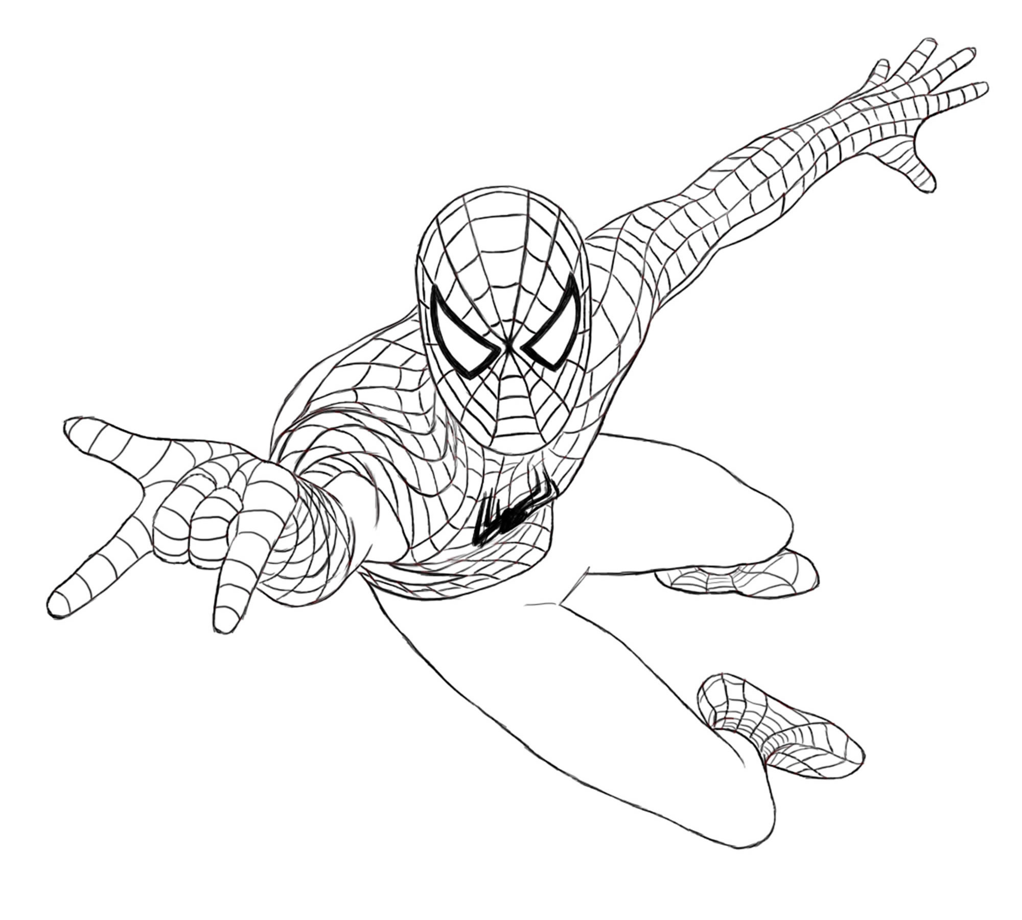 Человек паук рисунок раскраска для детей
