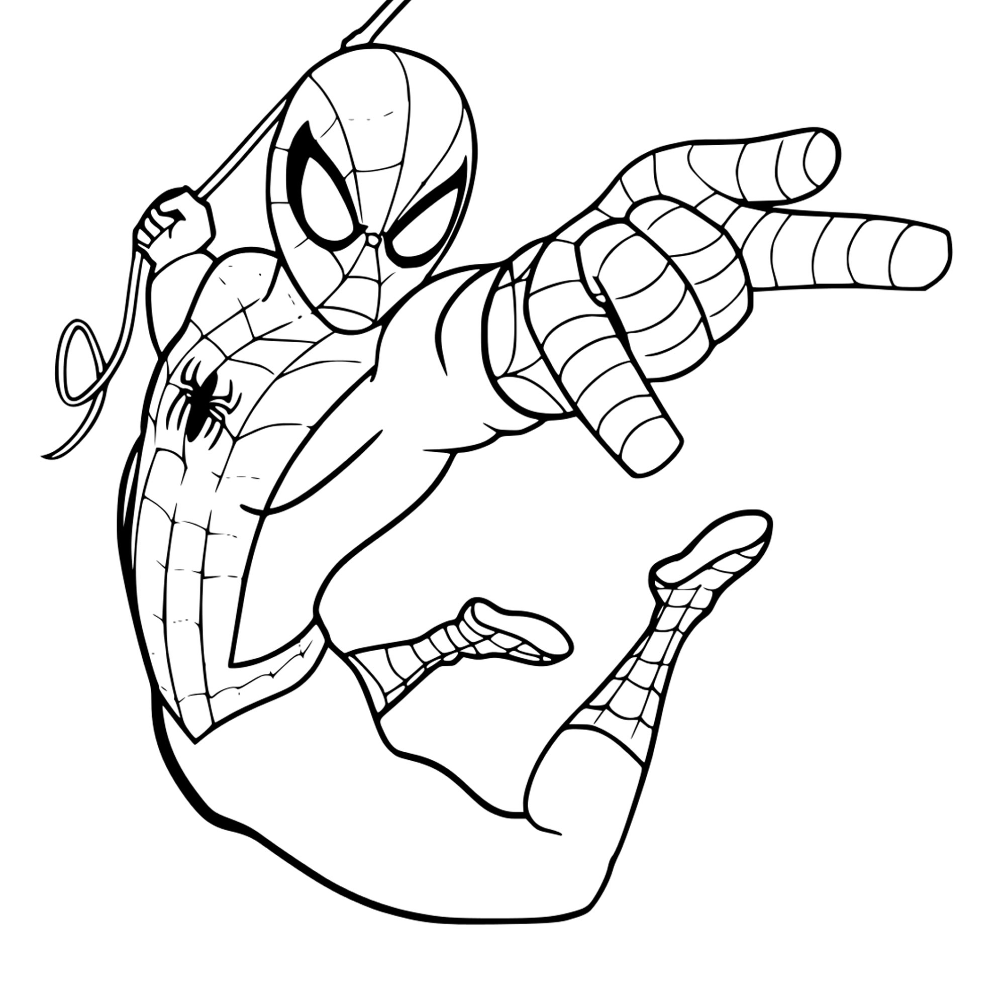 Скачать и распечатать в хорошем качестве раскраску Человек паук в прыжке дл...