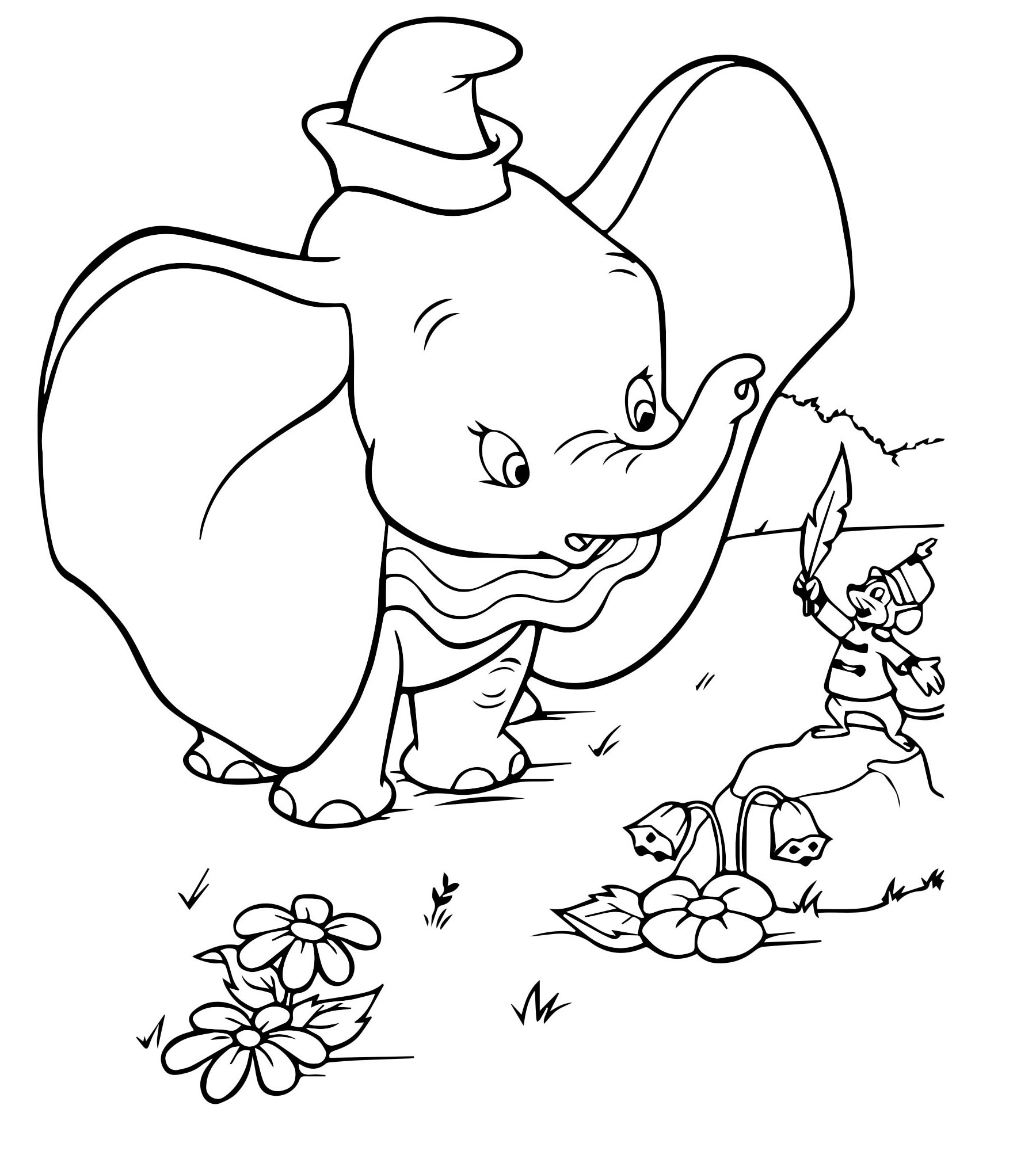 Дамбо и мышонок раскраска для детей