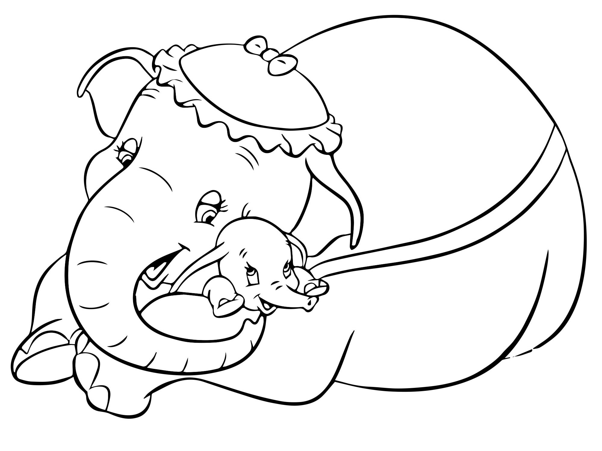 Слон Дамбо раскраска для детей