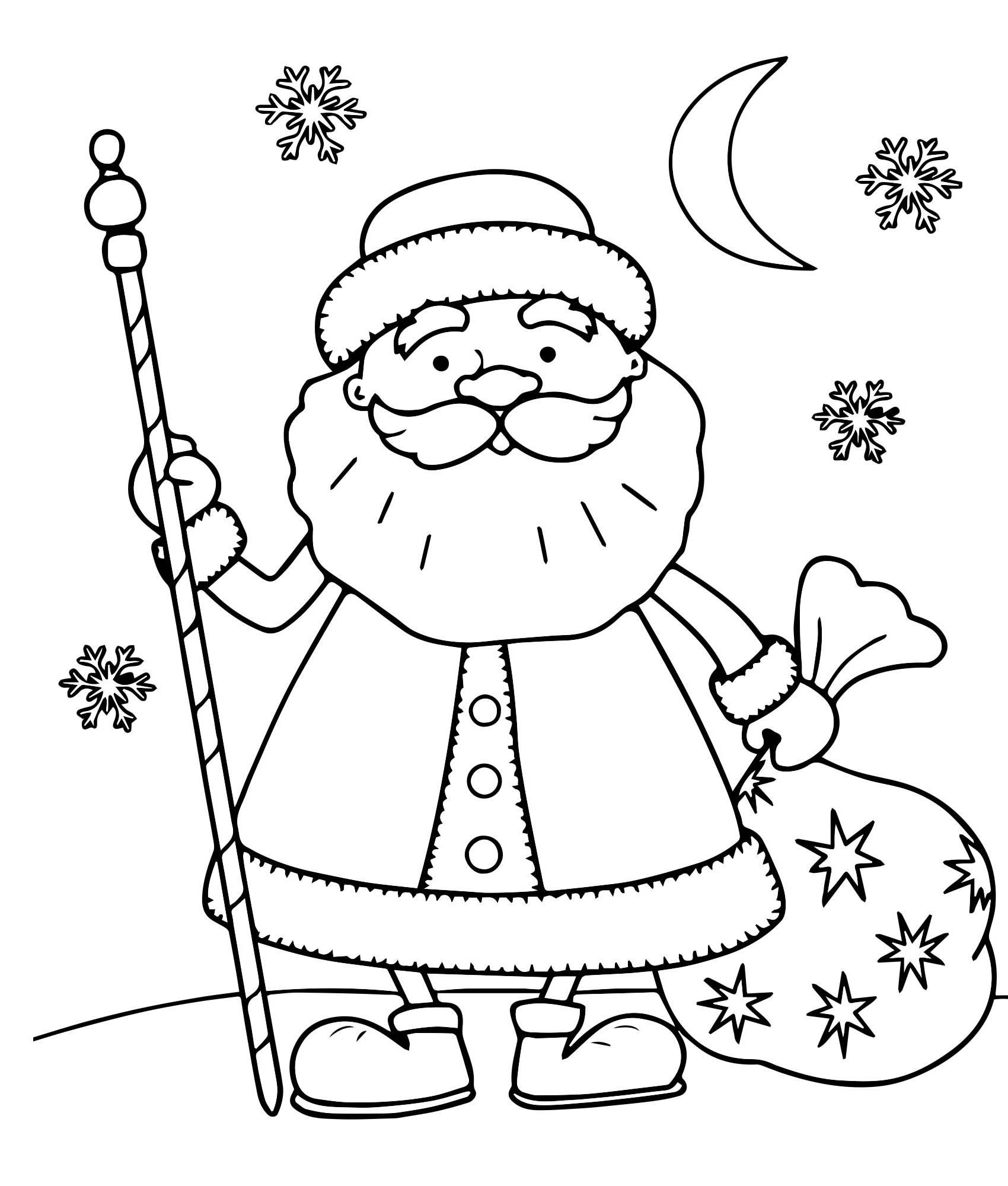 Счастливый Дед Мороз – Раскраски высшего качества бесплатно
