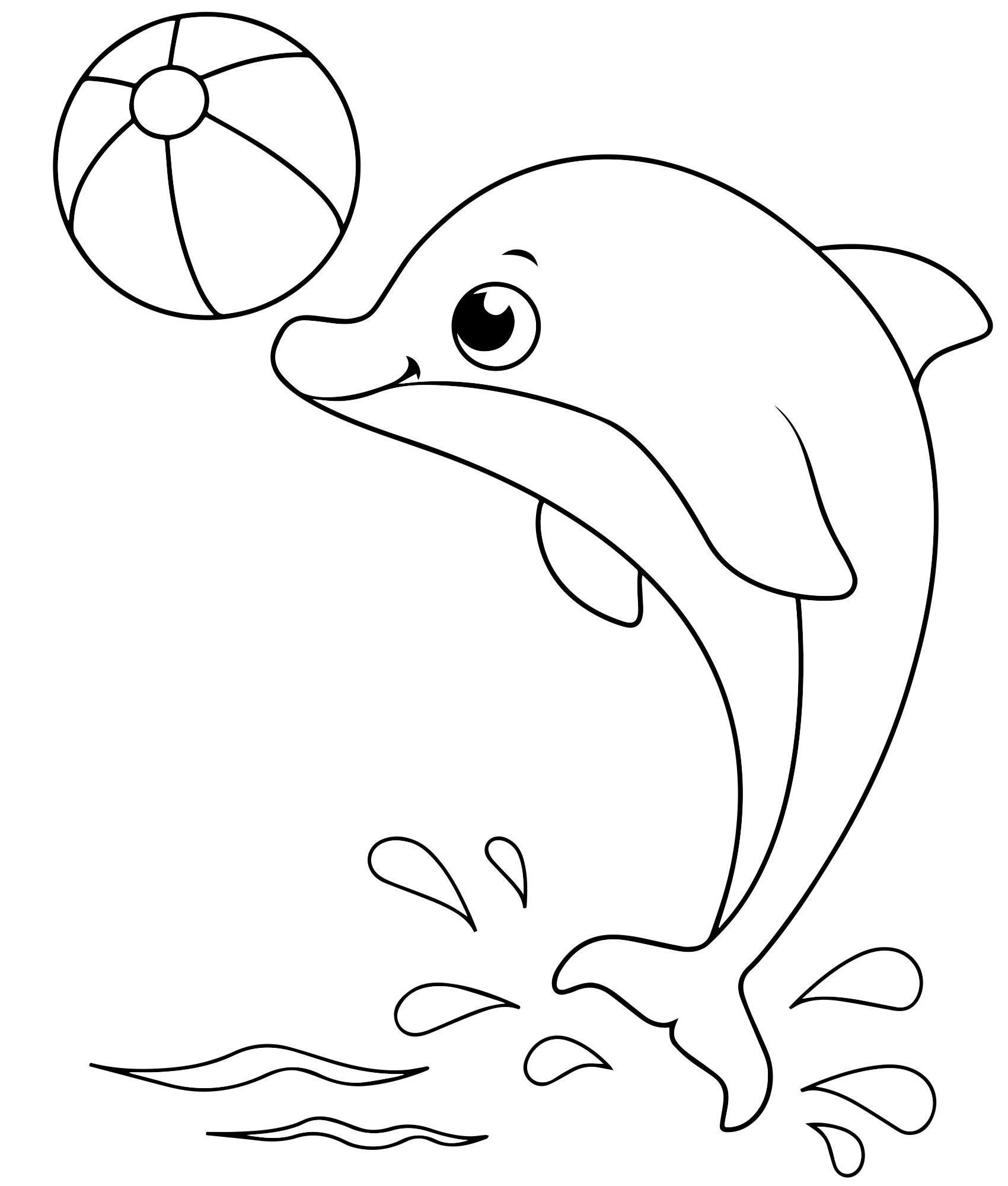 Дельфин играет в мяч раскраска для детей